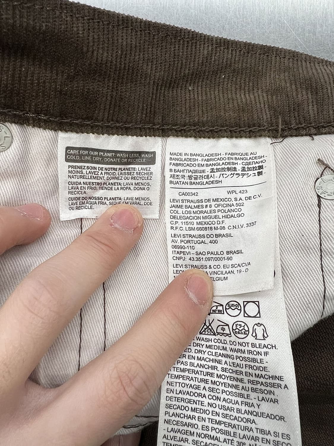 리바이스 511 브라운 화이트 탭 코듀로이 팬츠 상품이미지7