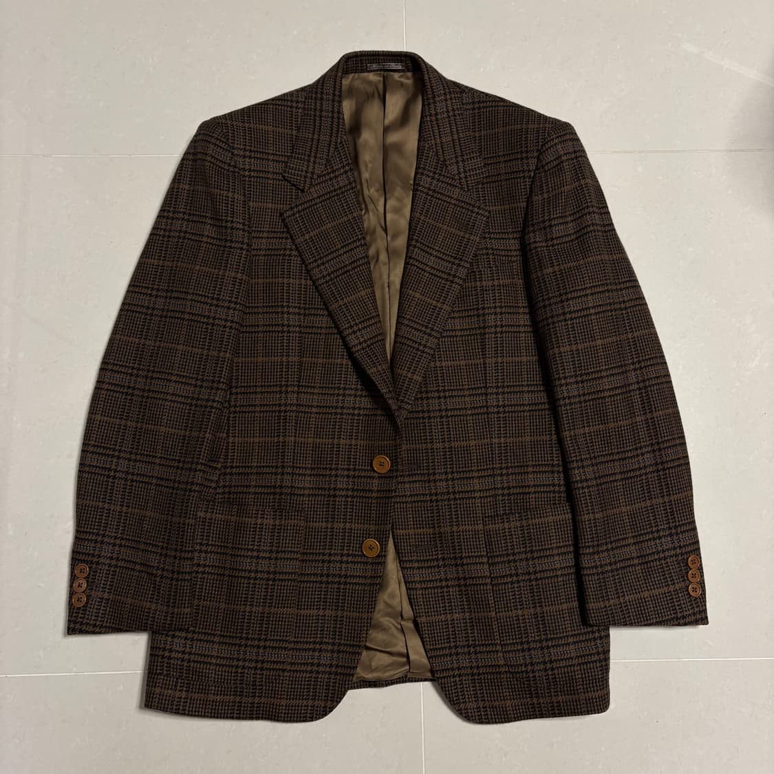 정품 에르메네질도 제냐 브라운 타탄체크 울 캐시미어 블레이저 자켓 상품이미지3