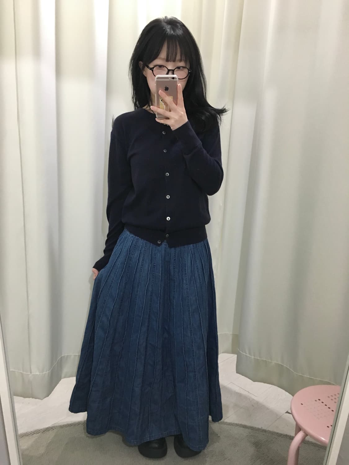 panel top stitch denim skirt 상품이미지2