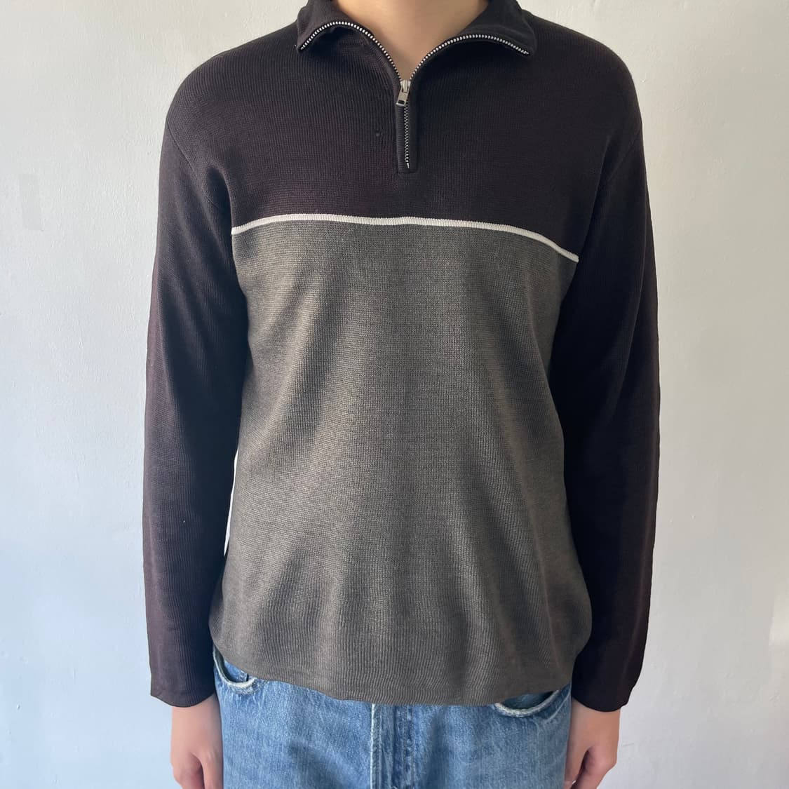 90s 초기 유니클로  하프집업 니트 상품이미지1