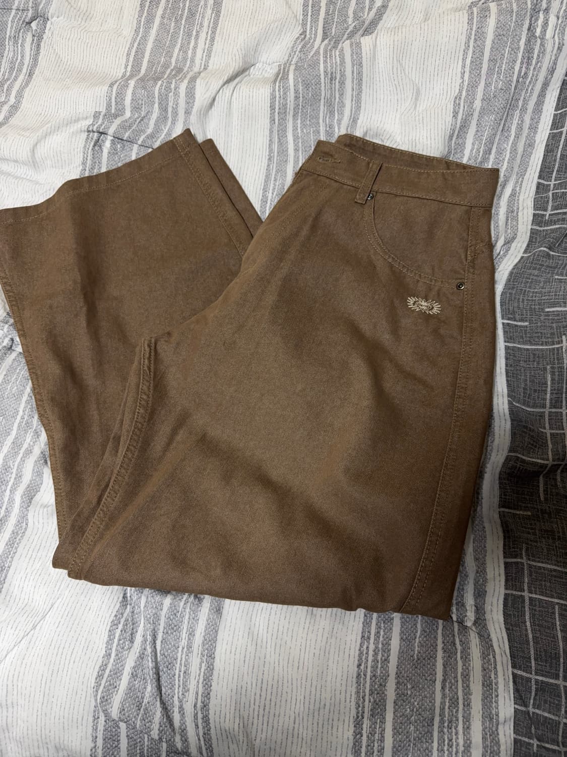 (M) 인템포무드 소셜 그래픽 와이드 데님 브라운 상품이미지3