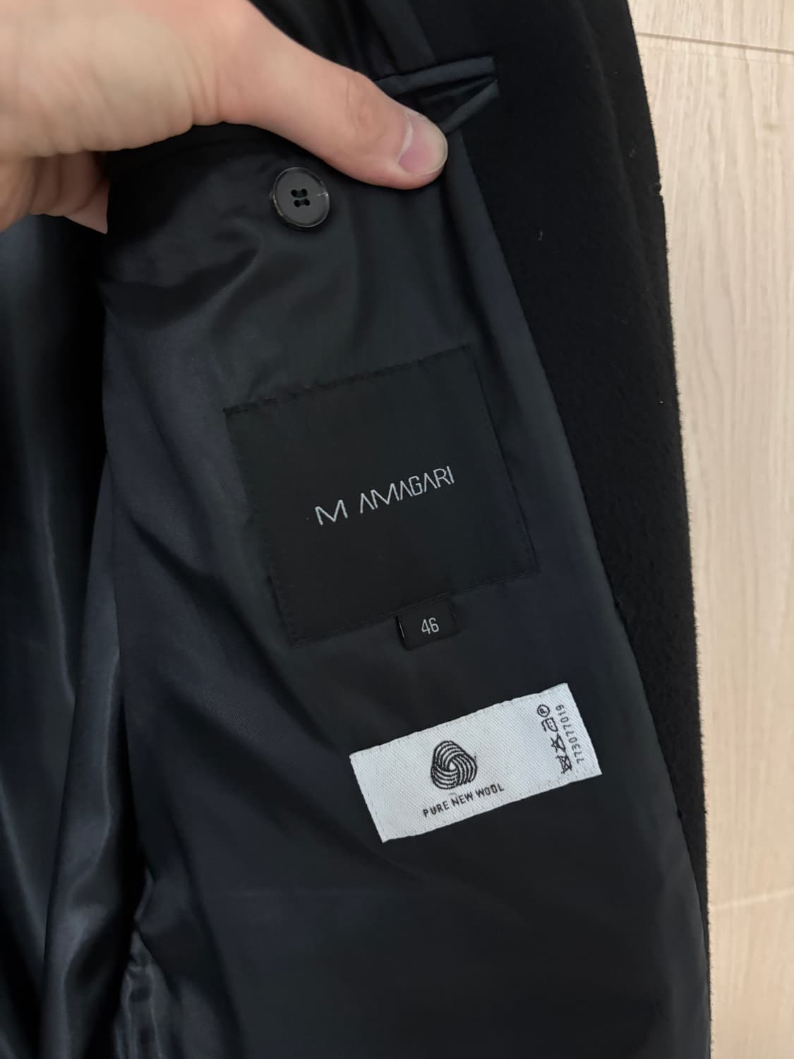 [46] 마마가리 19FW 히든 싱글 코트 블랙 상품이미지3