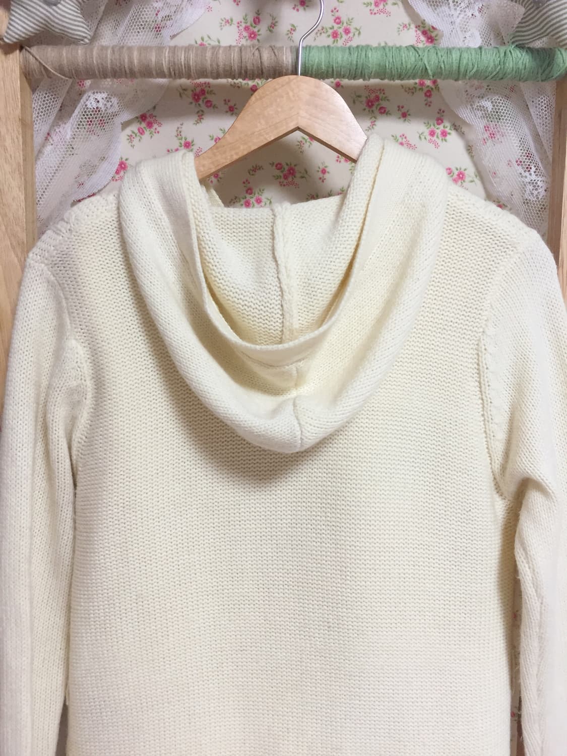 빈티지 모리걸 바닐라 니트 후드집업 상품이미지4