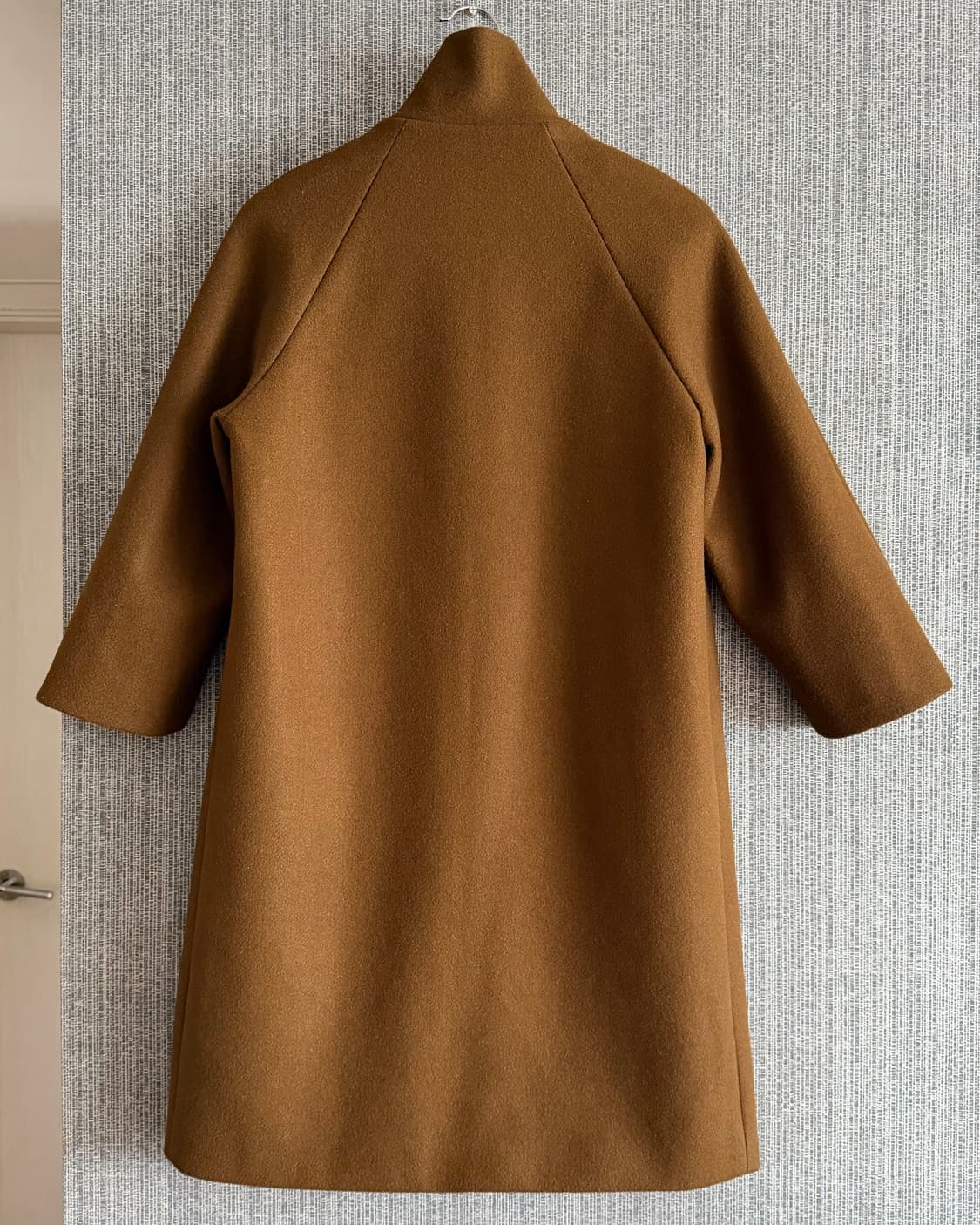 카멜 브라운 모혼방 카라 라글란 8부 소매 루즈핏 롱 코트 프리사이즈 상품이미지5