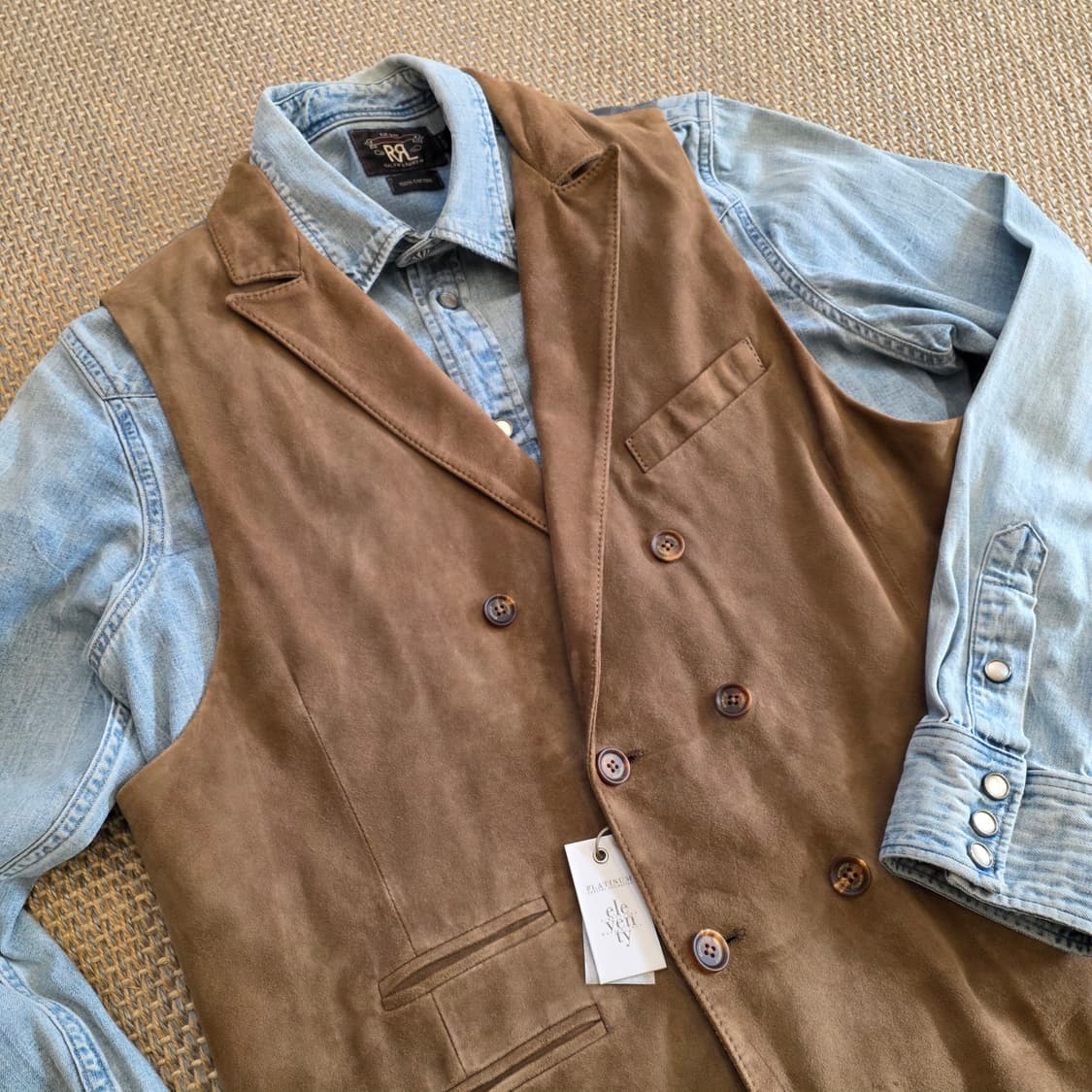 Eleventy 일레븐티 이탈리안 최고급 스웨이드 가죽 더블 웨이스트 코 상품이미지3