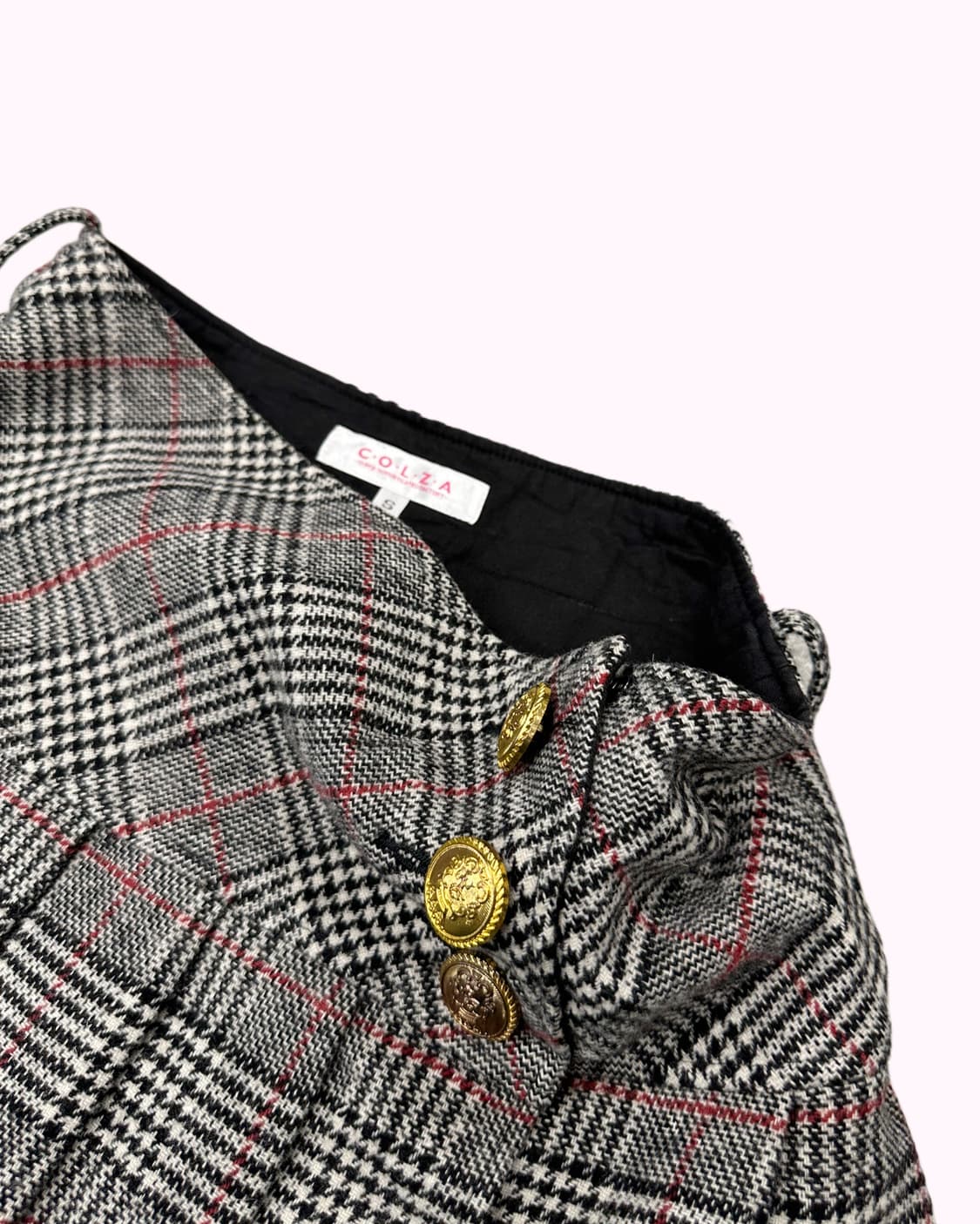 button wool pleats check skirt 상품이미지3