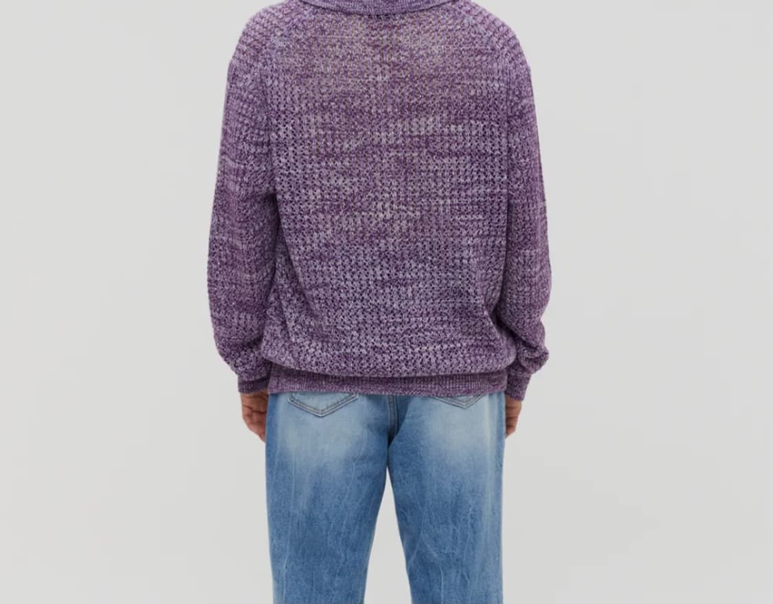 (새상품) 르마드 투톤 반오픈 단추 카라니트 퍼플 3사이즈 상품이미지5