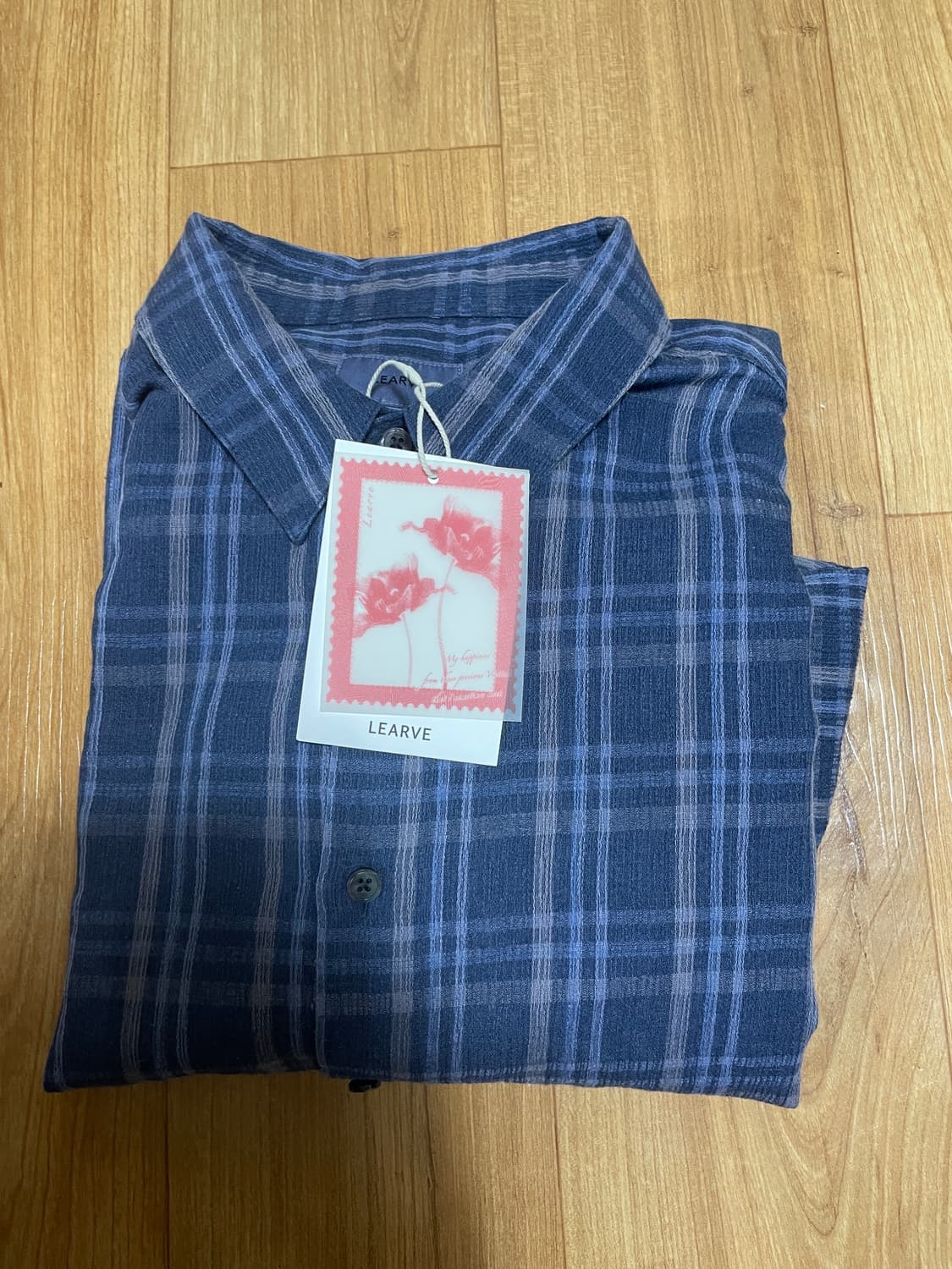 르아브 다이드 스트라이프 체크 셔츠 블루 L 새상품 상품이미지2