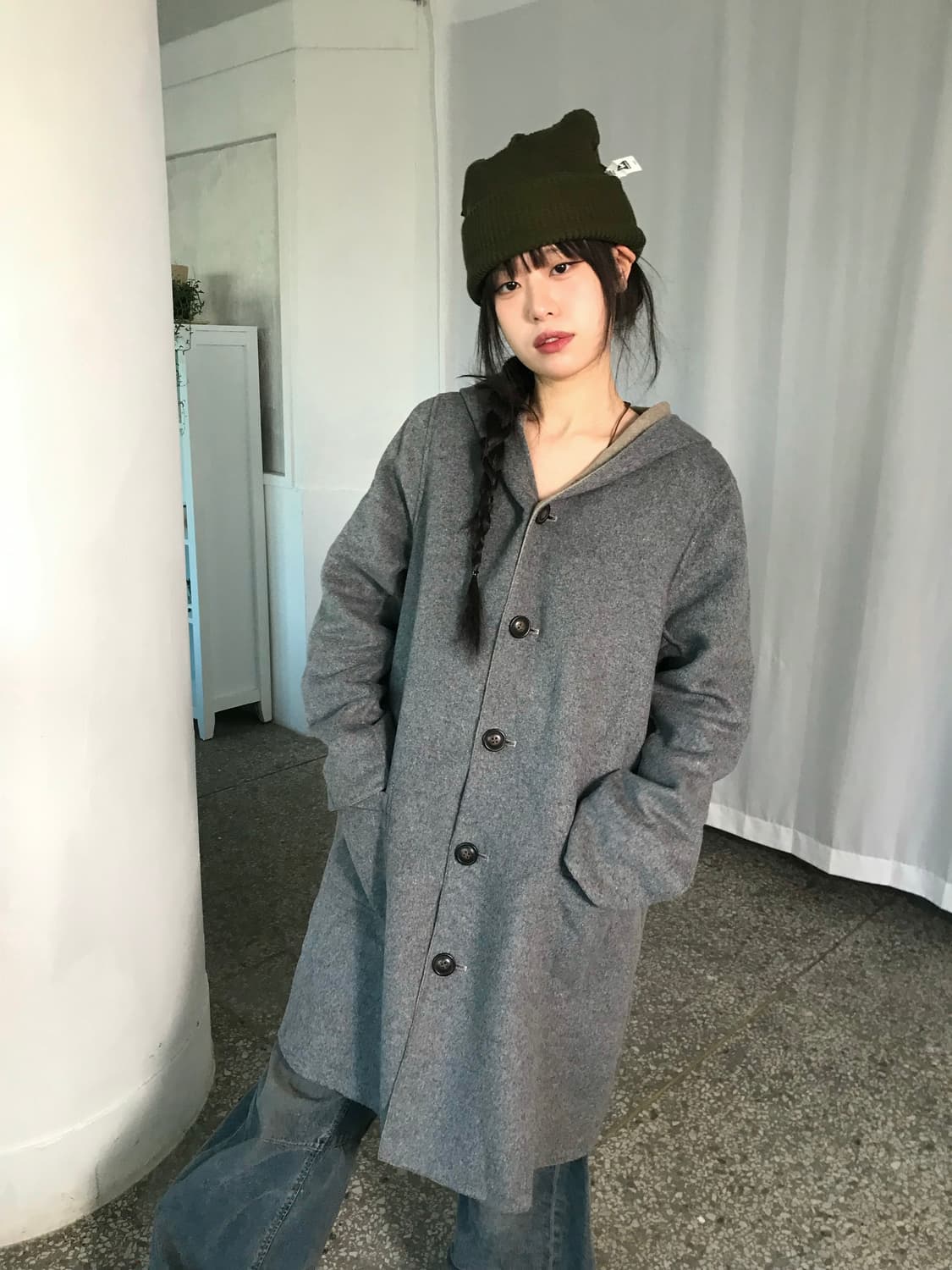 소프트 그레이 리버시블 후드코트 상품이미지2