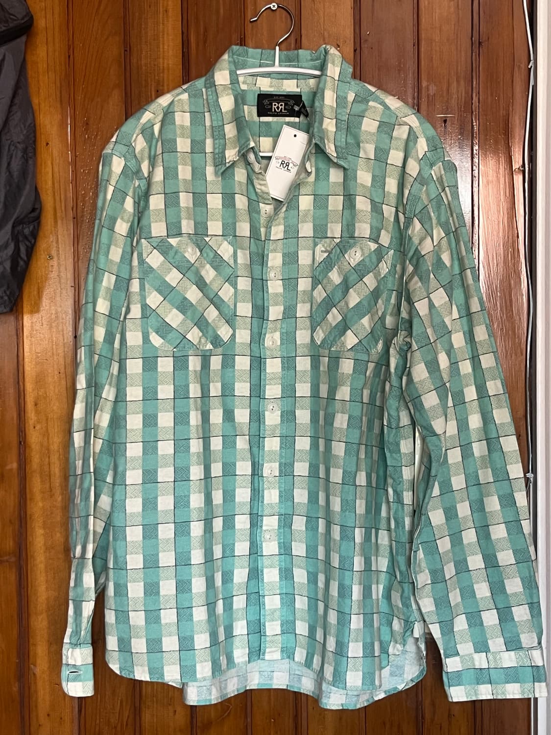 RRL FARREL SHIRTS - green/cream 셔츠 그린  상품이미지1