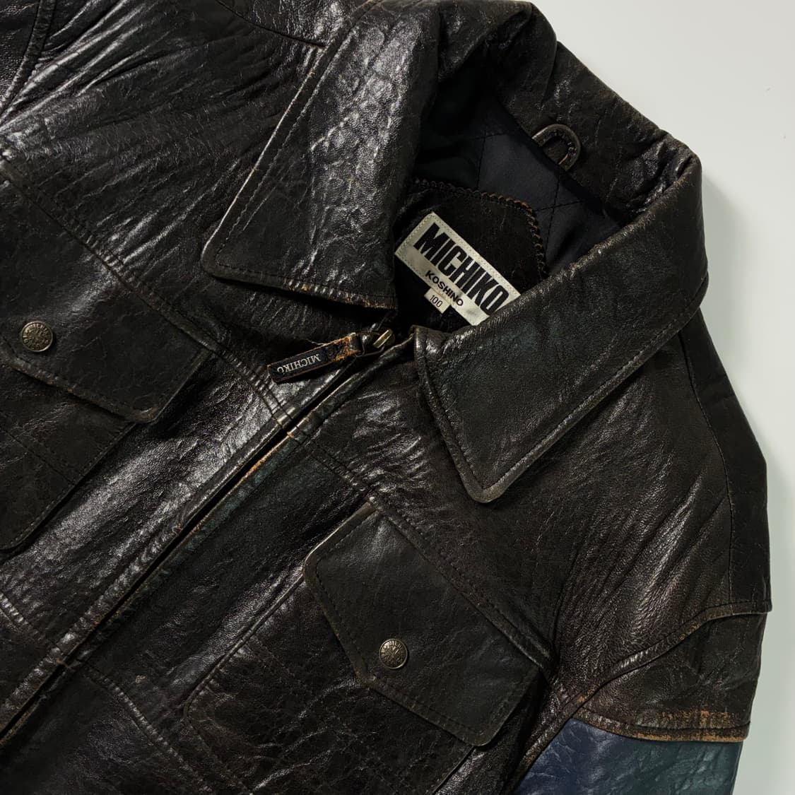 Michiko 미치코 코시노 90‘s 램스킨 레더 라이더 자켓 상품이미지4