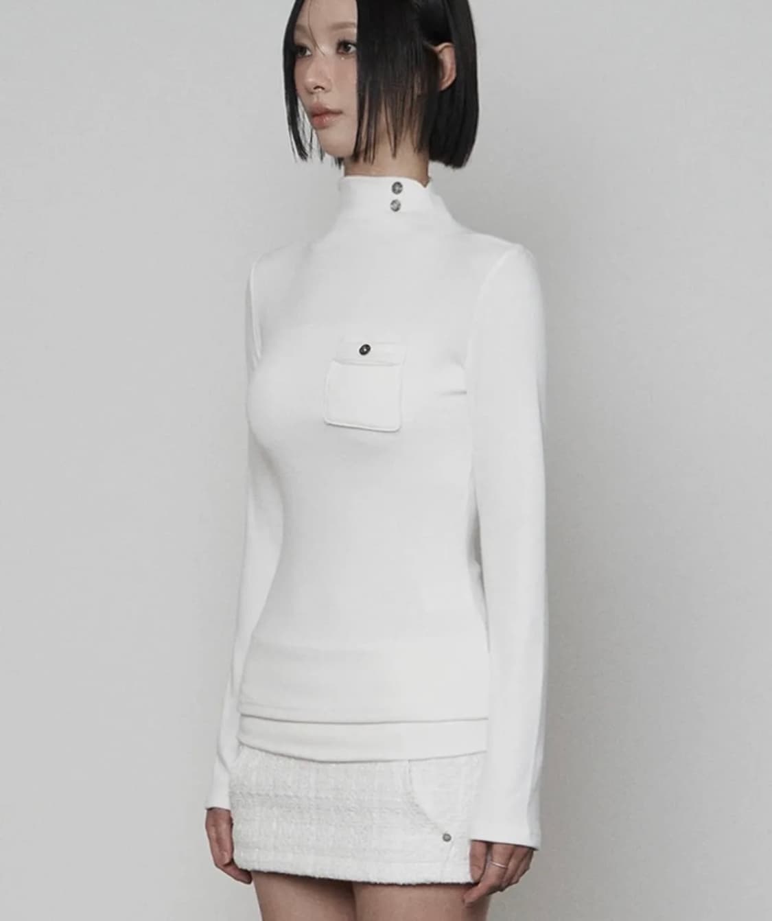 에트오소메 Pocket Half-turtleneck Button Long 상품이미지2