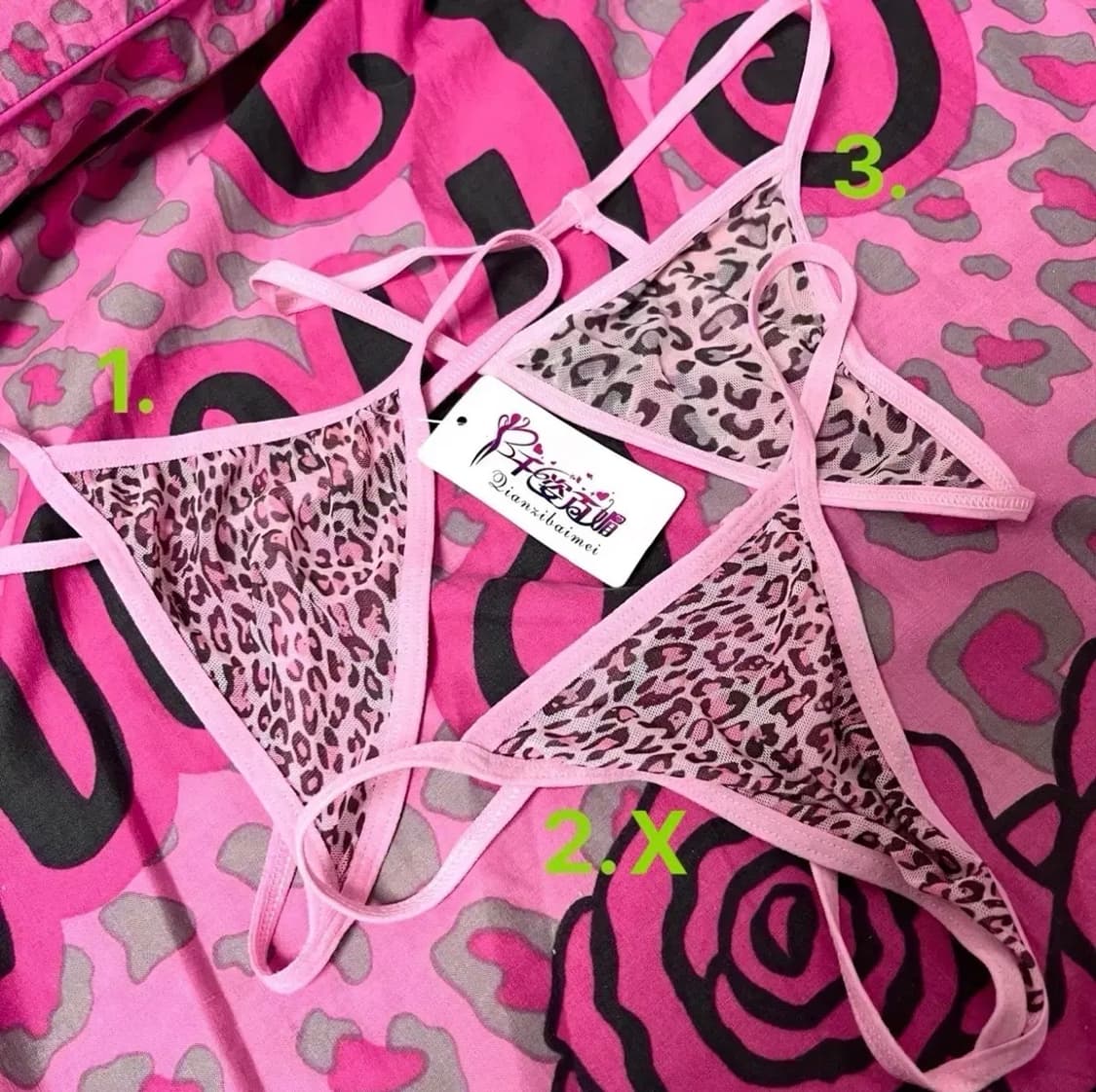 [ 나눔 ] 갸루 핑크 레오파드 시스루 언더웨어 하의속옷 히메오네 아게하 상품이미지2