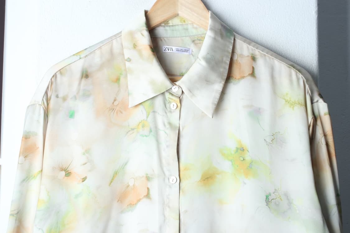 W(L-XL) 자라 셔츠 남방 블라우스 플라워 패턴 노랑-H33538 상품이미지3