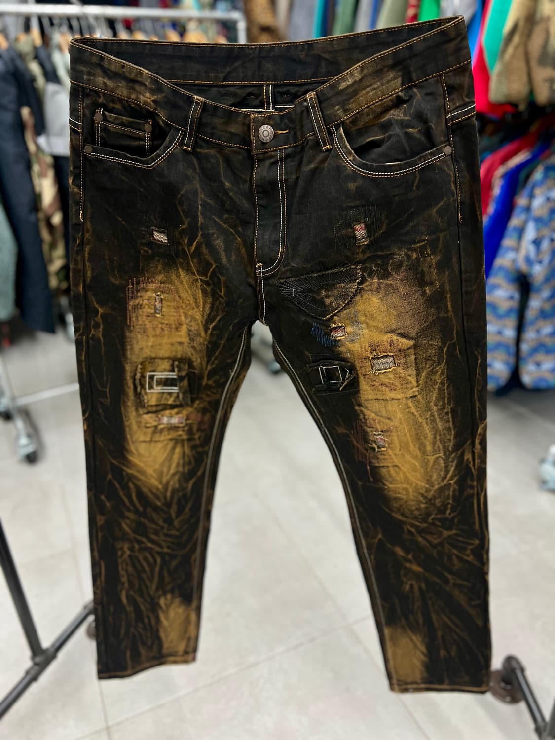 다크블랙 패치워크 데님 36 상품이미지2