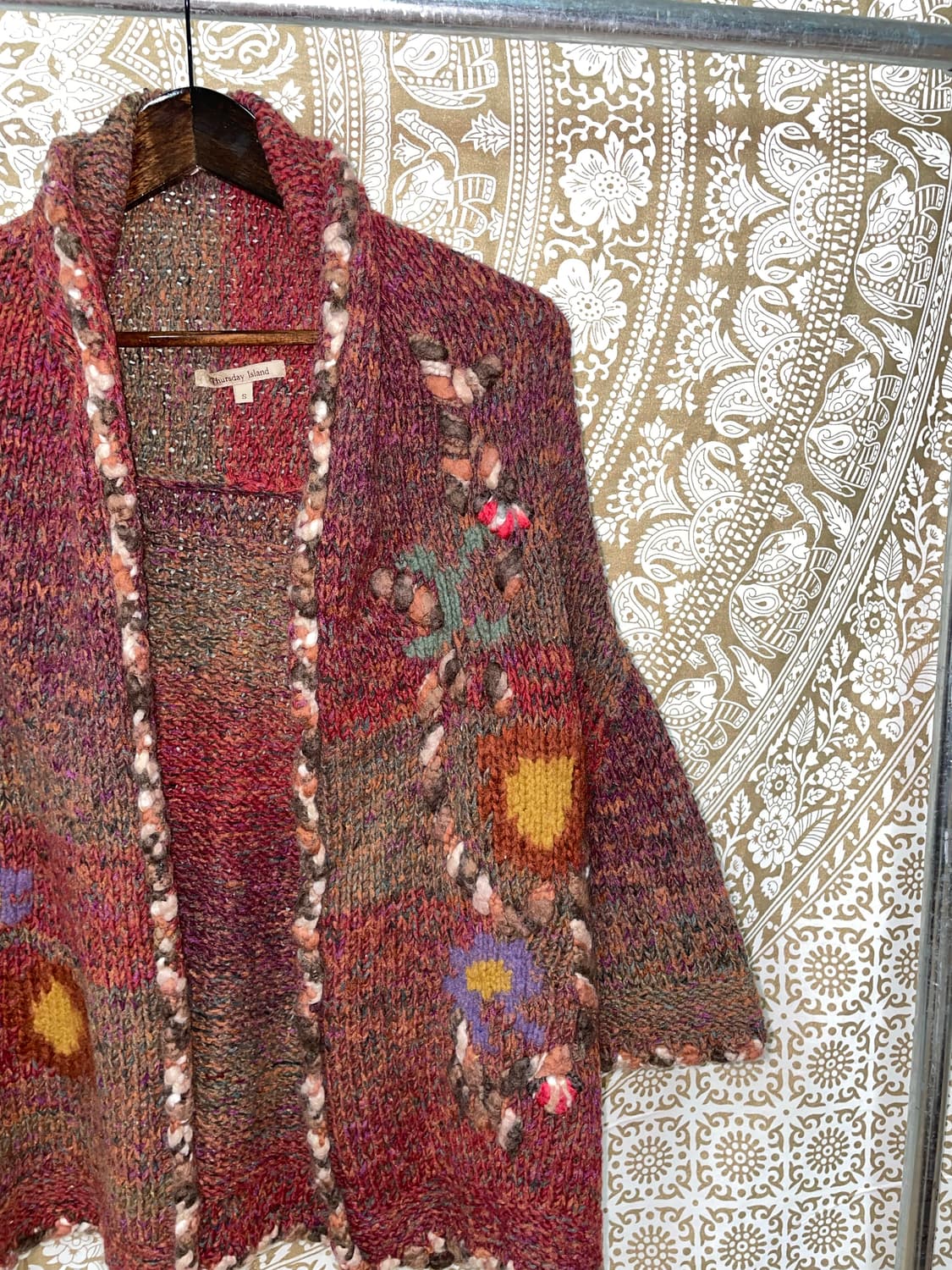 썰스데이아일랜드 자수 7부 오픈 가디건  상품이미지5