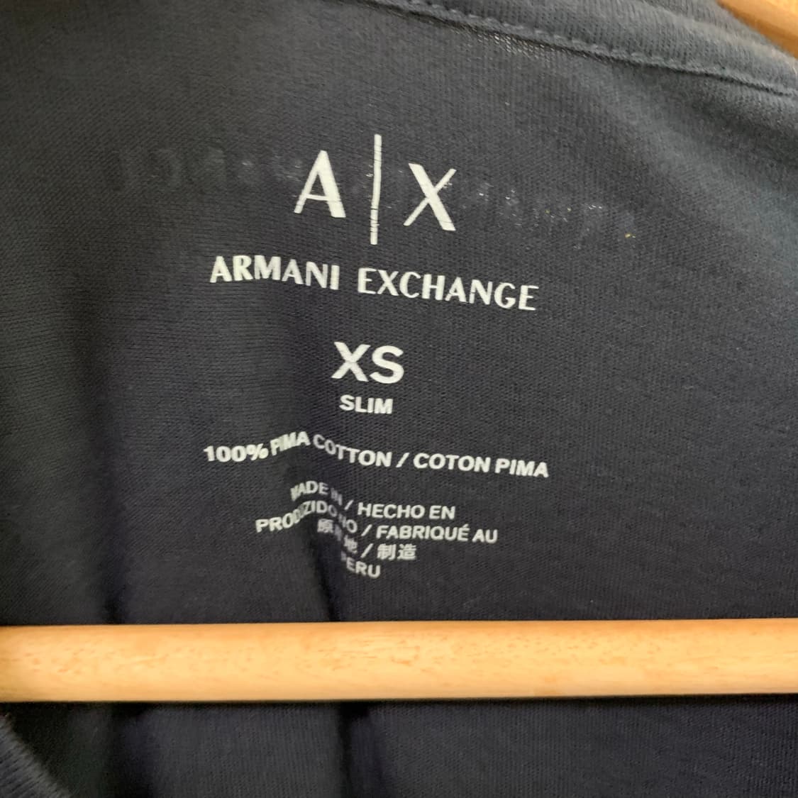 AX 아르마니익스체인지 브이넥빅로고프린팅 슬림반팔티셔츠 네이비 남성XS 상품이미지8