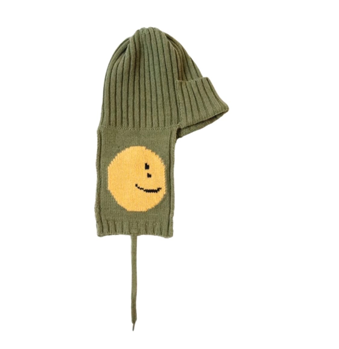 캐피탈 울 레인보위 스마일 게일 캡 비니 카키 상품이미지2