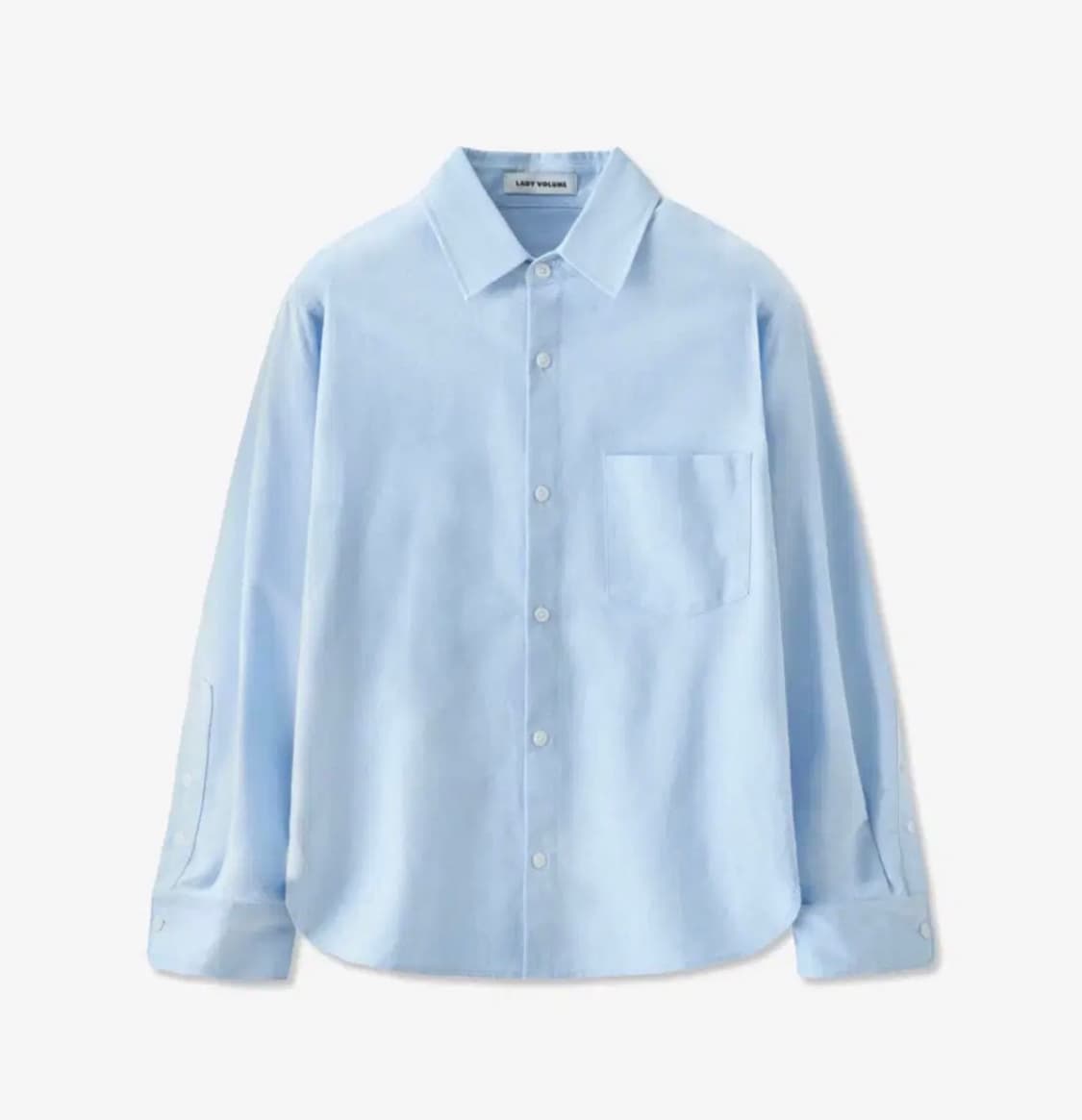 레이디 볼륨 슬리브 버튼 업 옥스포드 셔츠 라이트블루 하늘색 카라와이셔츠 상품이미지1