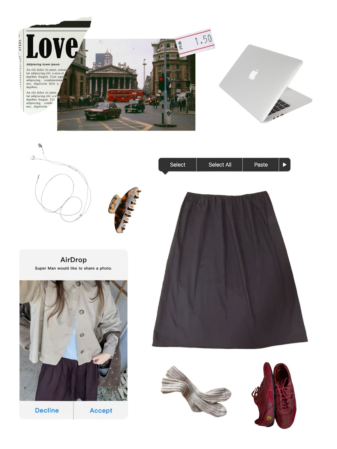 빈티지 브라운 코튼 스커트 상품이미지1