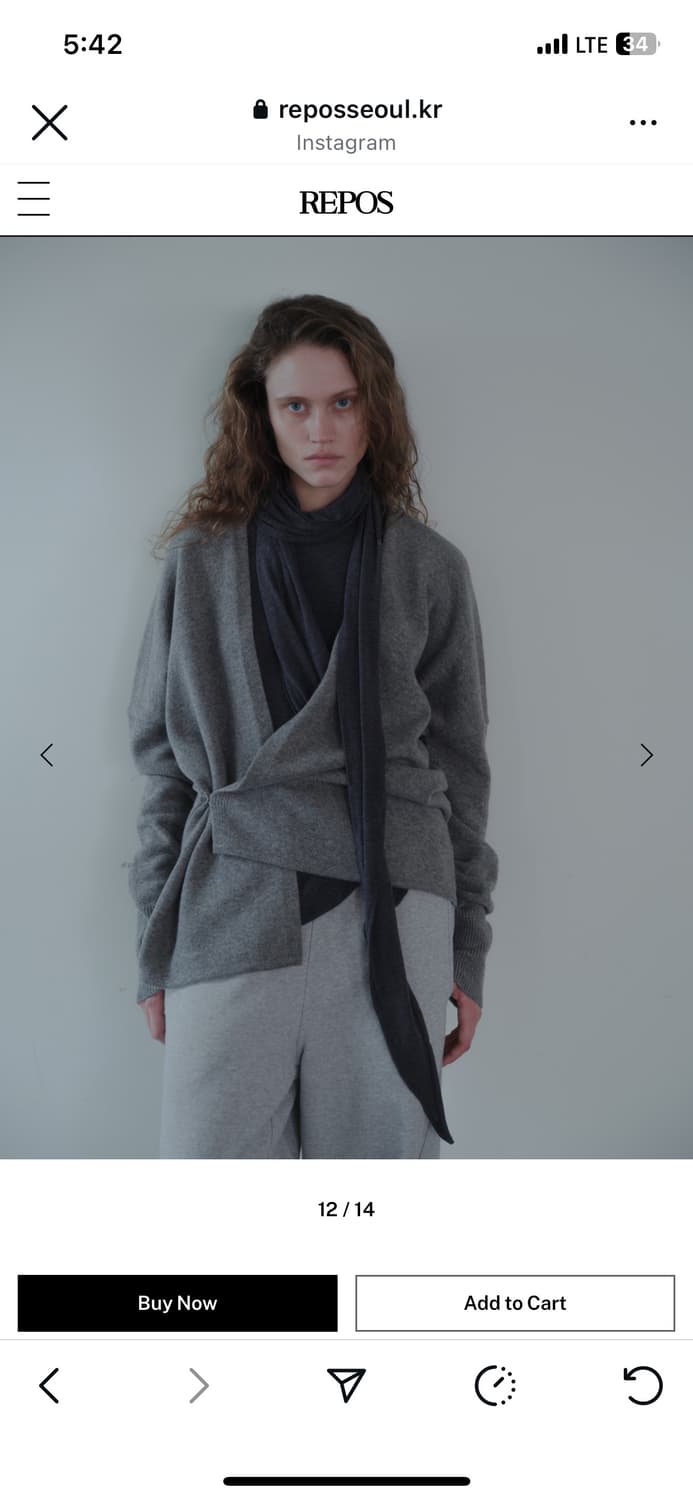 Repos 리포스 SHAWL BOXY CARDIGAN (GREY) 상품이미지2