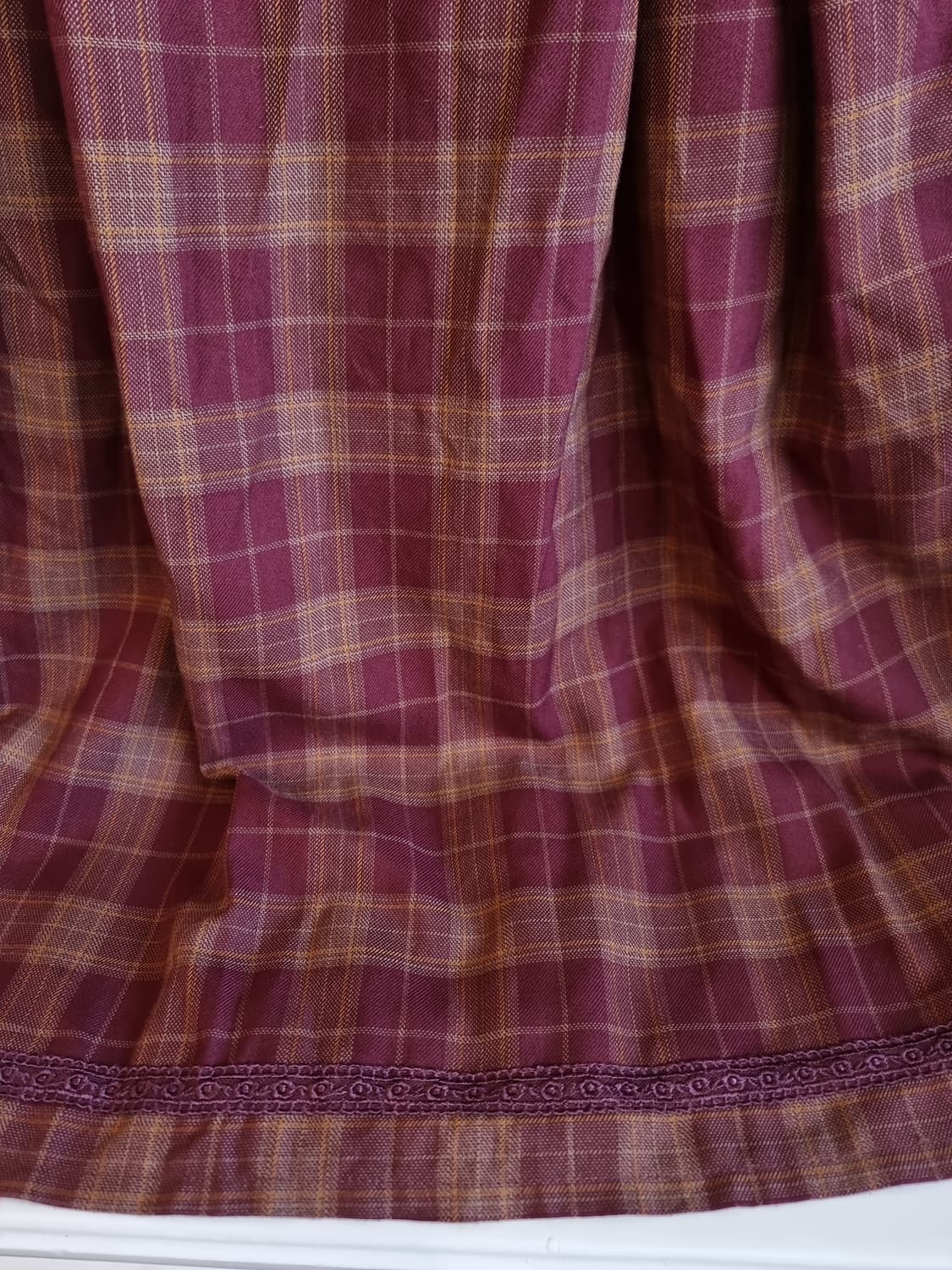 axes femme(엑시즈팜) 와인체크 레이스 롱스커트 상품이미지4