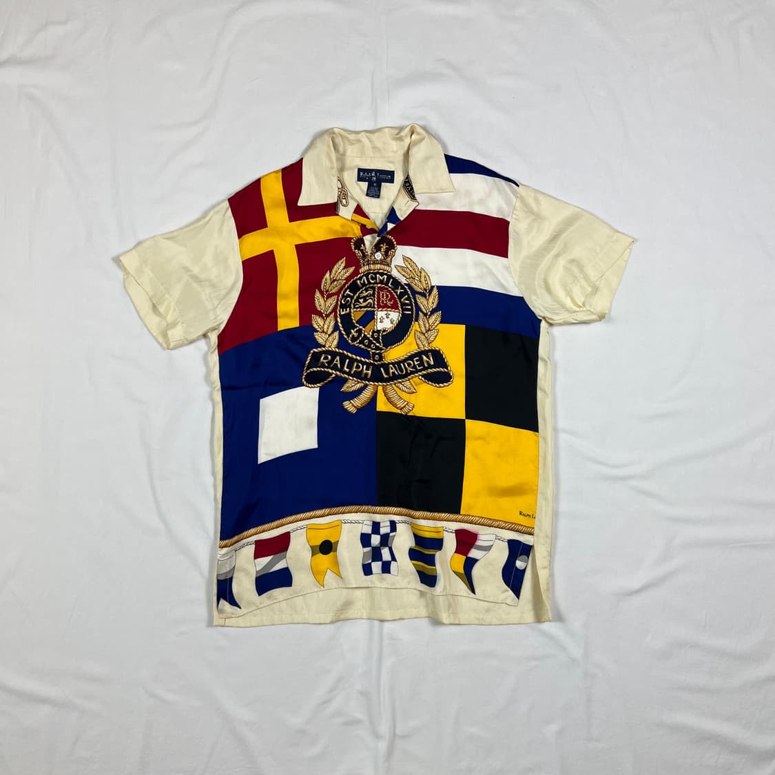 90‘s 폴로랄프로렌 og 빅 크레스트 실크 피케셔츠 상품이미지1