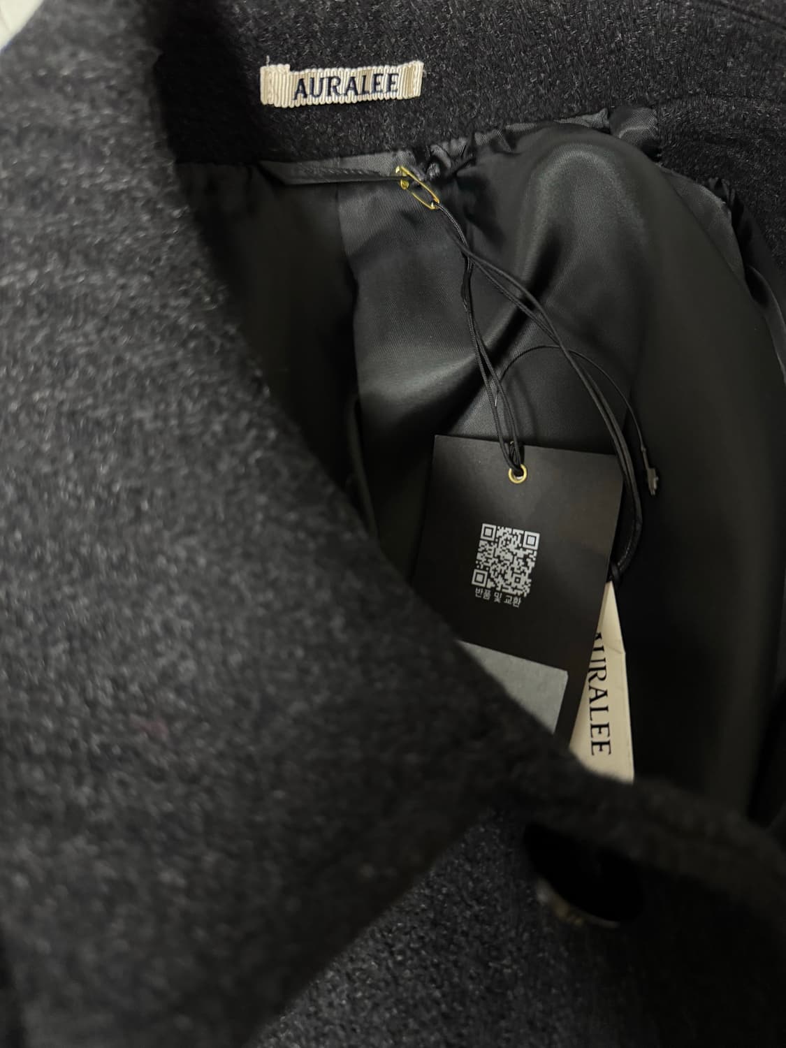 5) 25fw 오라리 스폰지 본디드 와이드 웨일 울 코트 블랙  상품이미지3