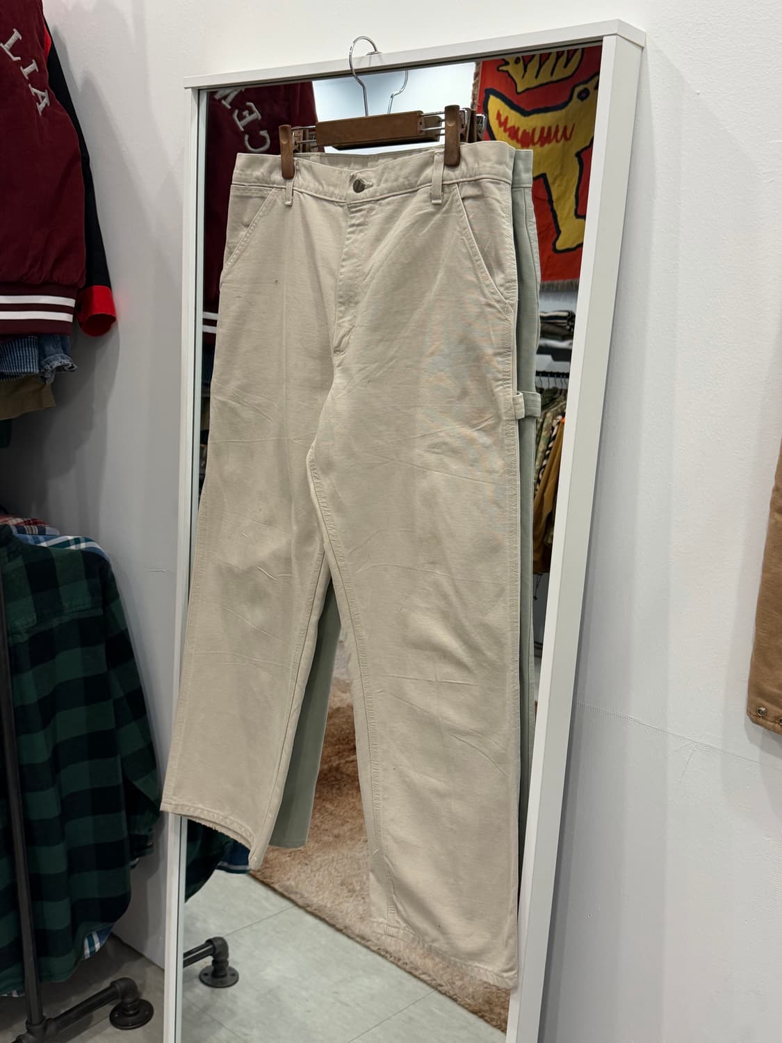 90s Carhartt 칼하트 덕 캔버스 싱글니 카펜터 워크 팬츠 USA 상품이미지1