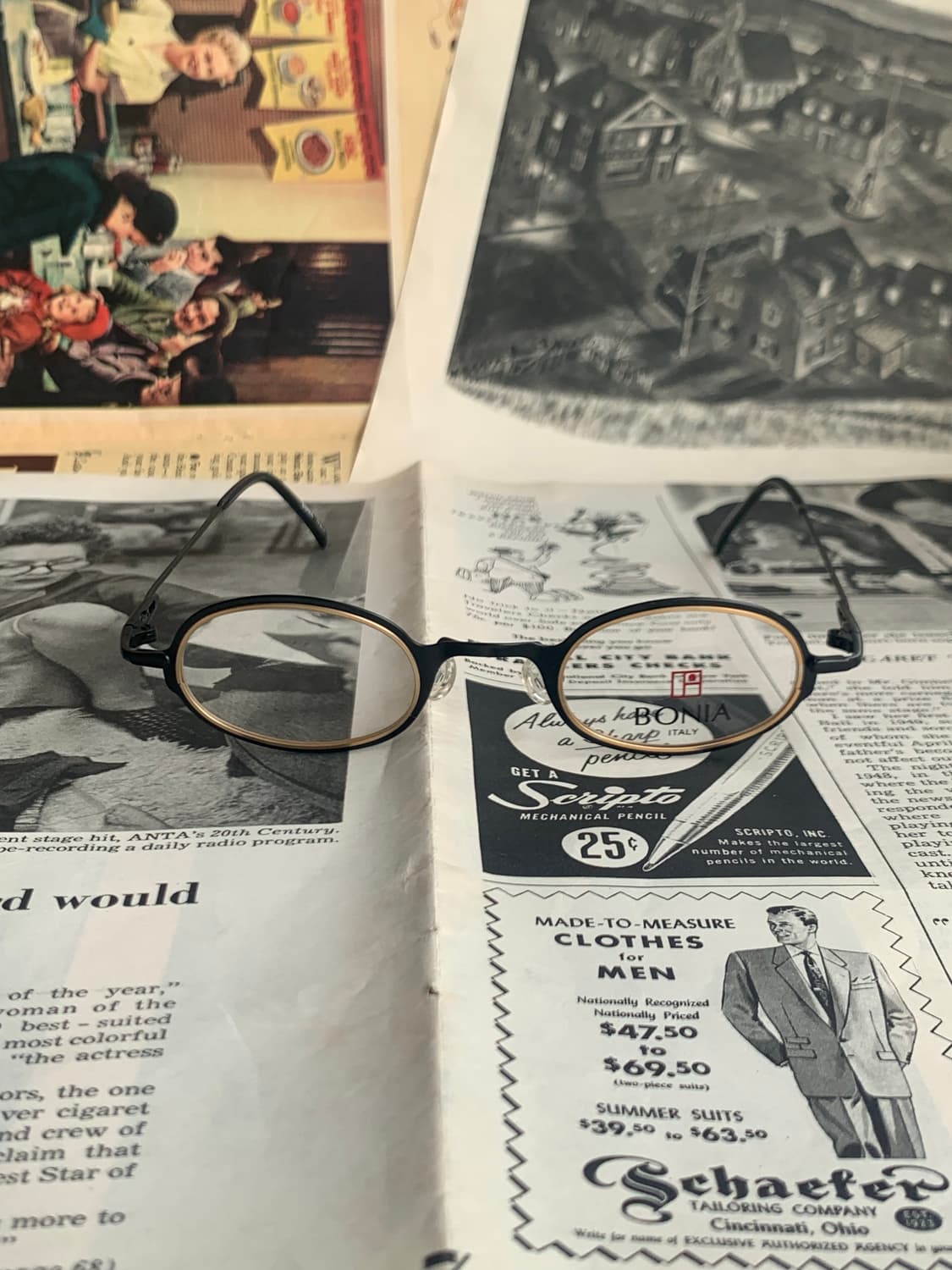 [픽키-711] BONIA 빈티지 블랙 메탈 오벌 안경테 상품이미지1