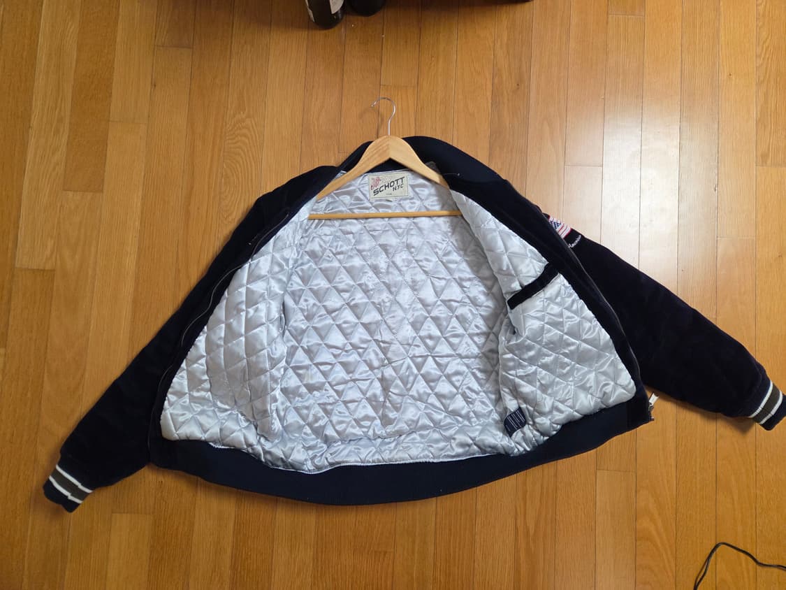 Schott NYC 벨벳 야구 점퍼 네이비, 스카잔, 수비니어 자켓 L 상품이미지2