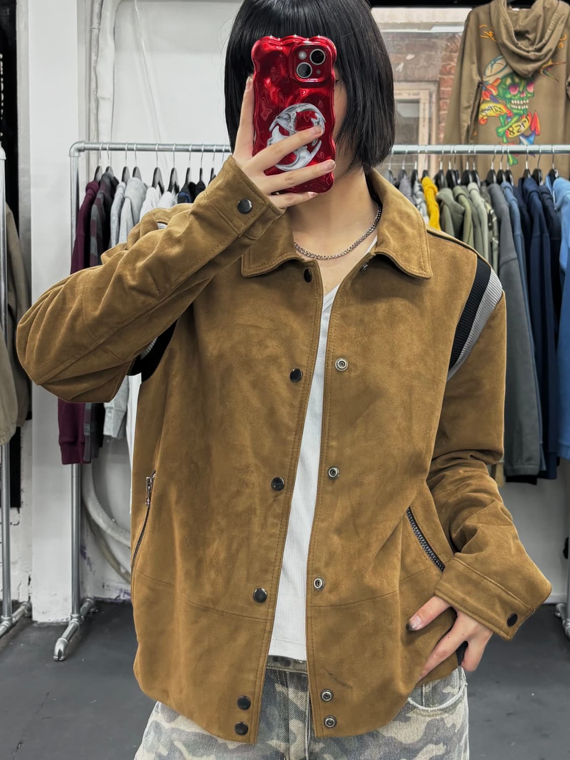 VTG 스웨이드 버튼 바시티 자켓 상품이미지2