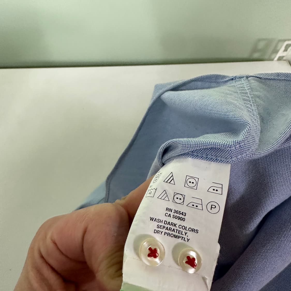 XL 105 타미힐피거 스카이블루 솔리드 옥스퍼드셔츠 상품이미지5