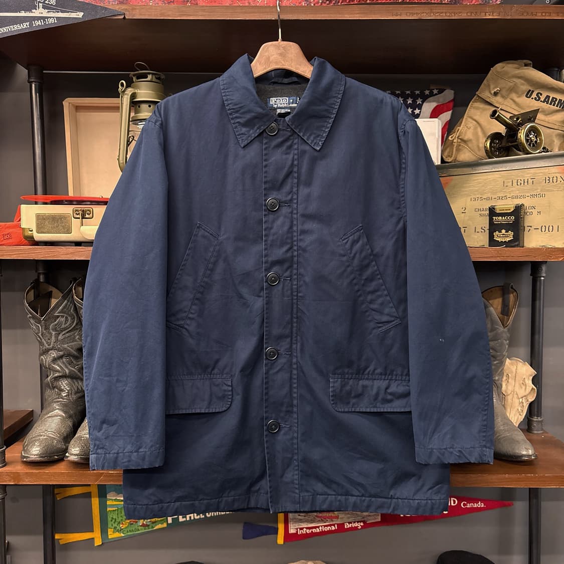 90s 폴로 랄프로렌 코튼워시드 미니멀 데크자켓 플리스 안감 N970 상품이미지1