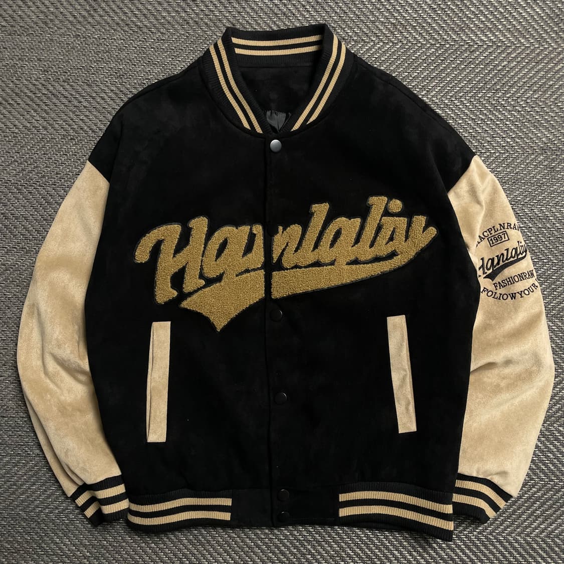빈티지 Hanralis 빅로고 스웨이드 스타디움 바시티 자켓o 5239 상품이미지1