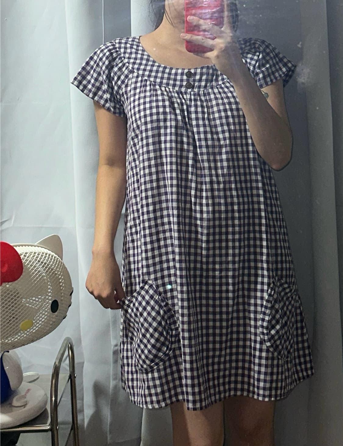 빈티지 너드 체크 패턴 원피스 상품이미지1