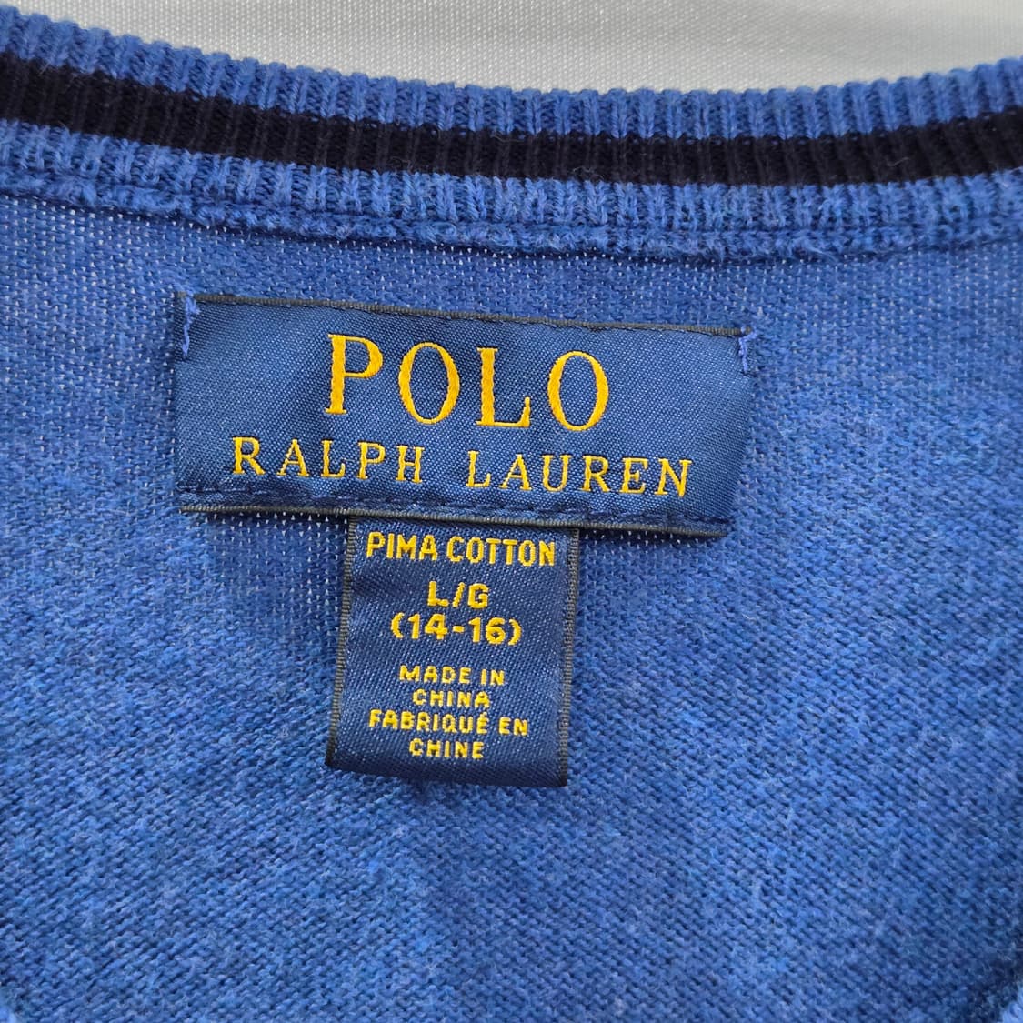 폴로랄프로렌 보이즈 코튼 브이넥 니트 L/14/16 상품이미지3