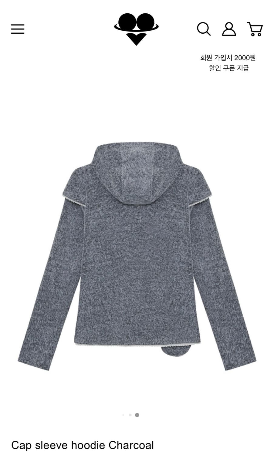 퓨레 Cap Sleeve Hoodie / Charcoal 상품이미지2