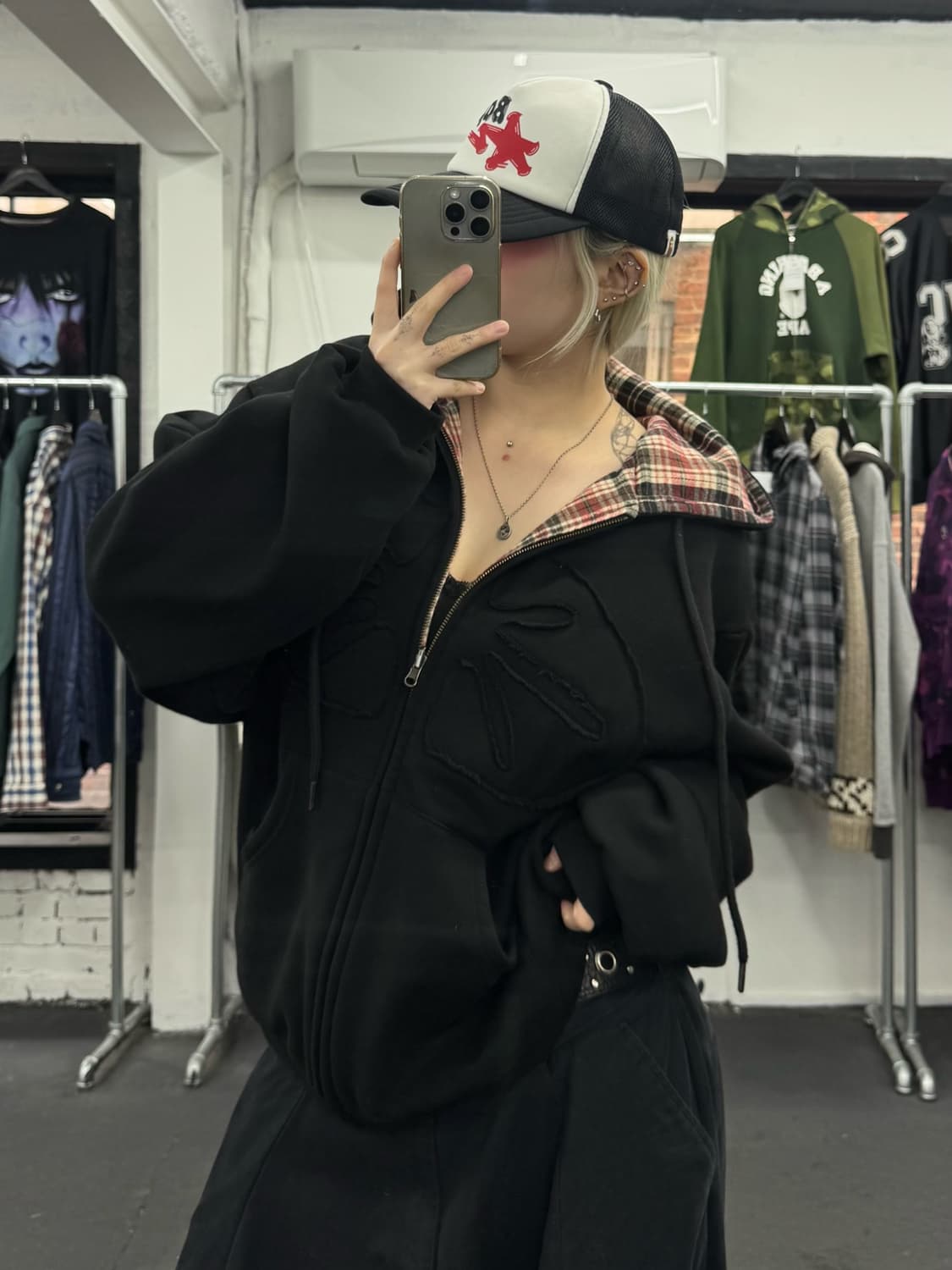 ERTR 리버시블 체크 후드집업 상품이미지6