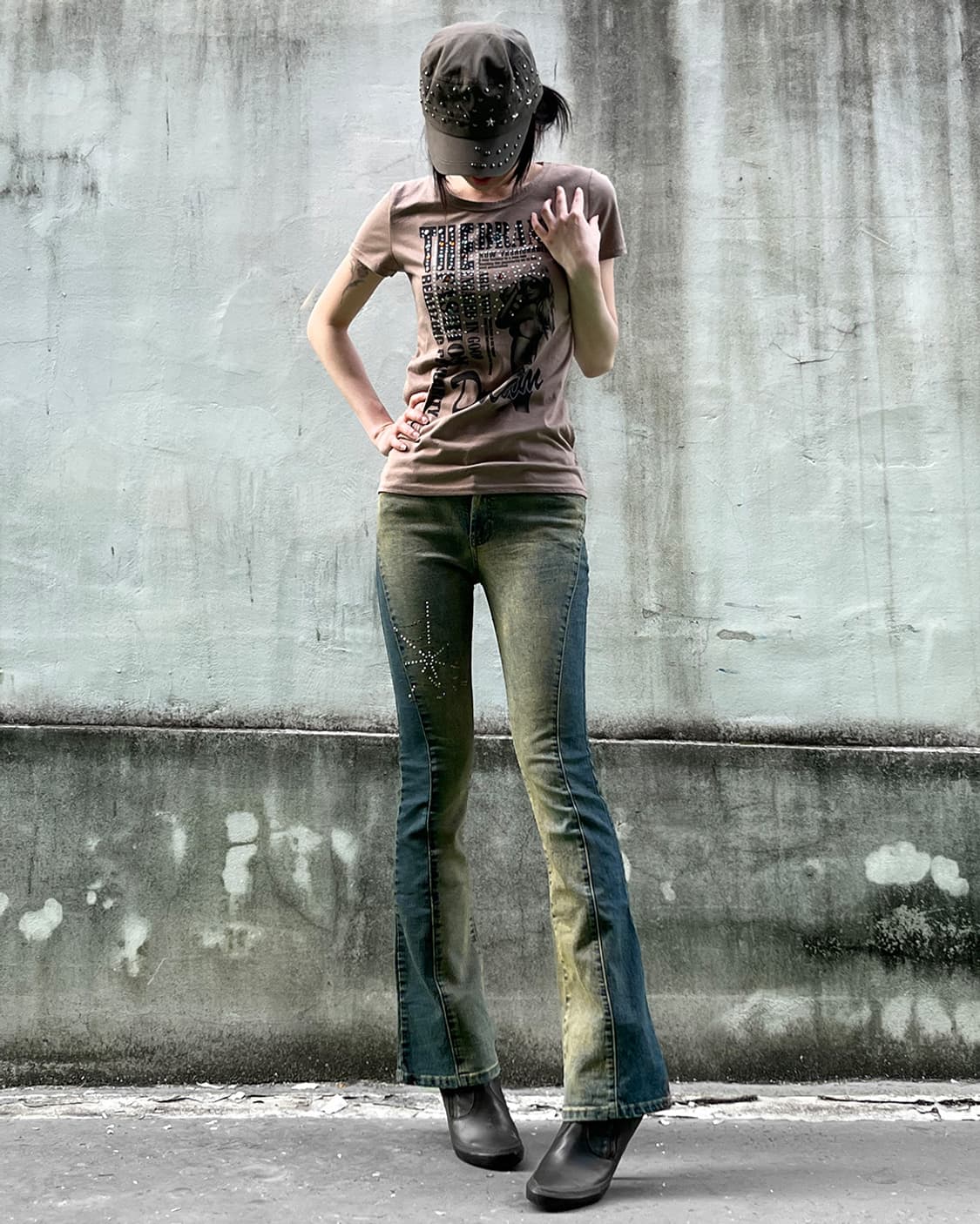 00's Vintage Wash Cubic Bootcut Denim 상품이미지1