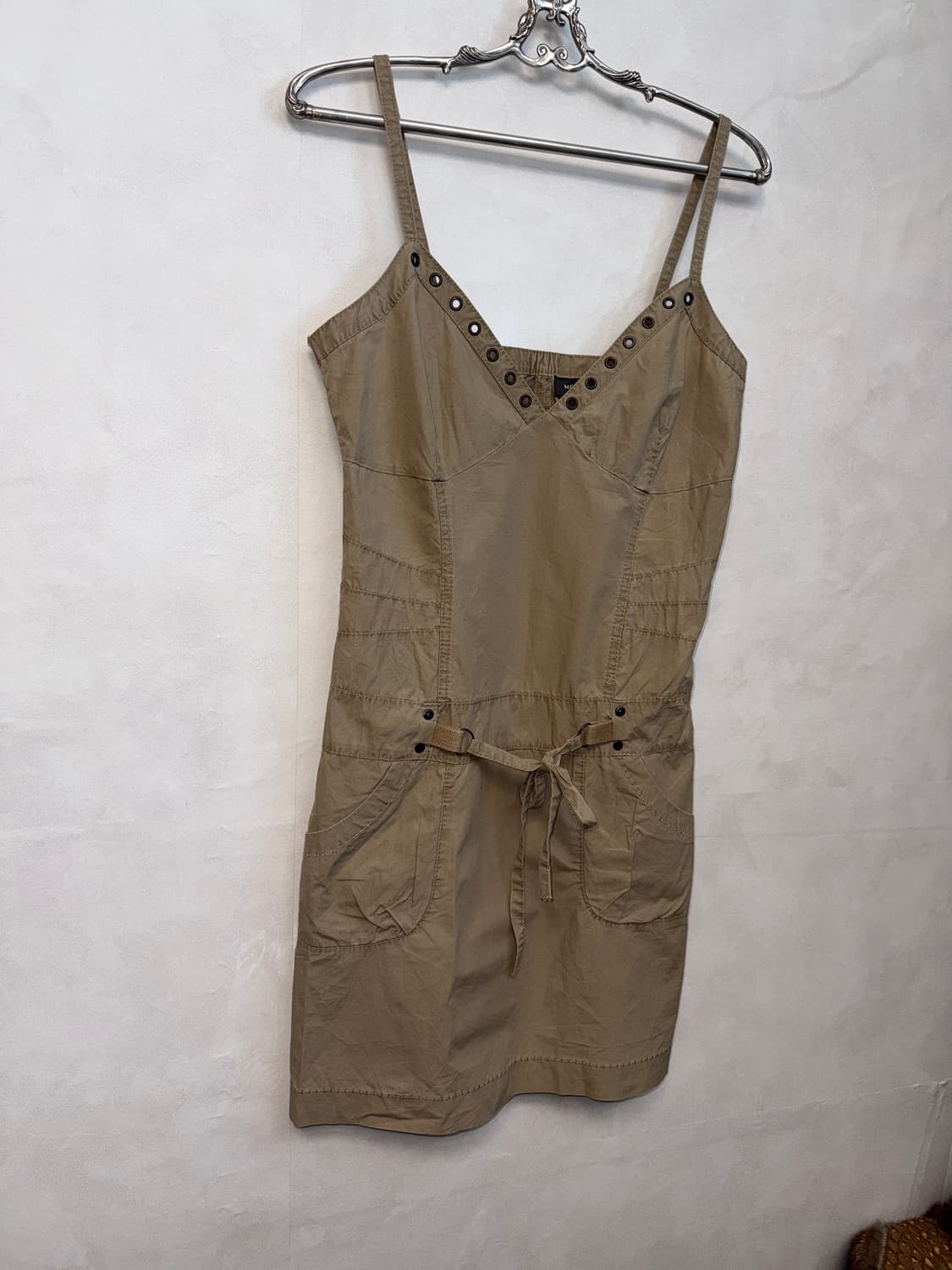 Beige eyelet punching wrinkle strap ops 상품이미지2