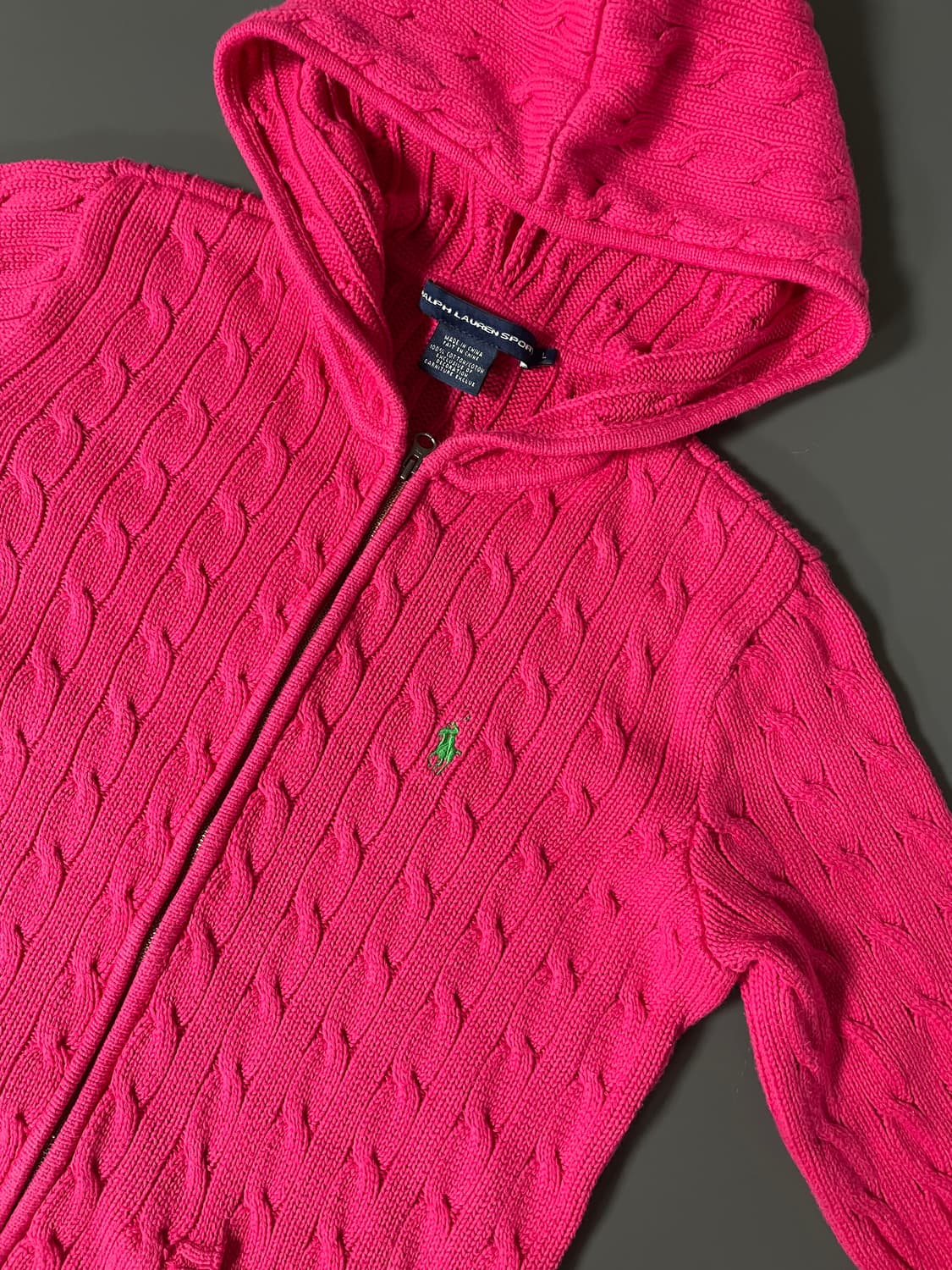 [L] 폴로 랄프로렌 케이블 꽈배기 니트 후드 집업 상품이미지3