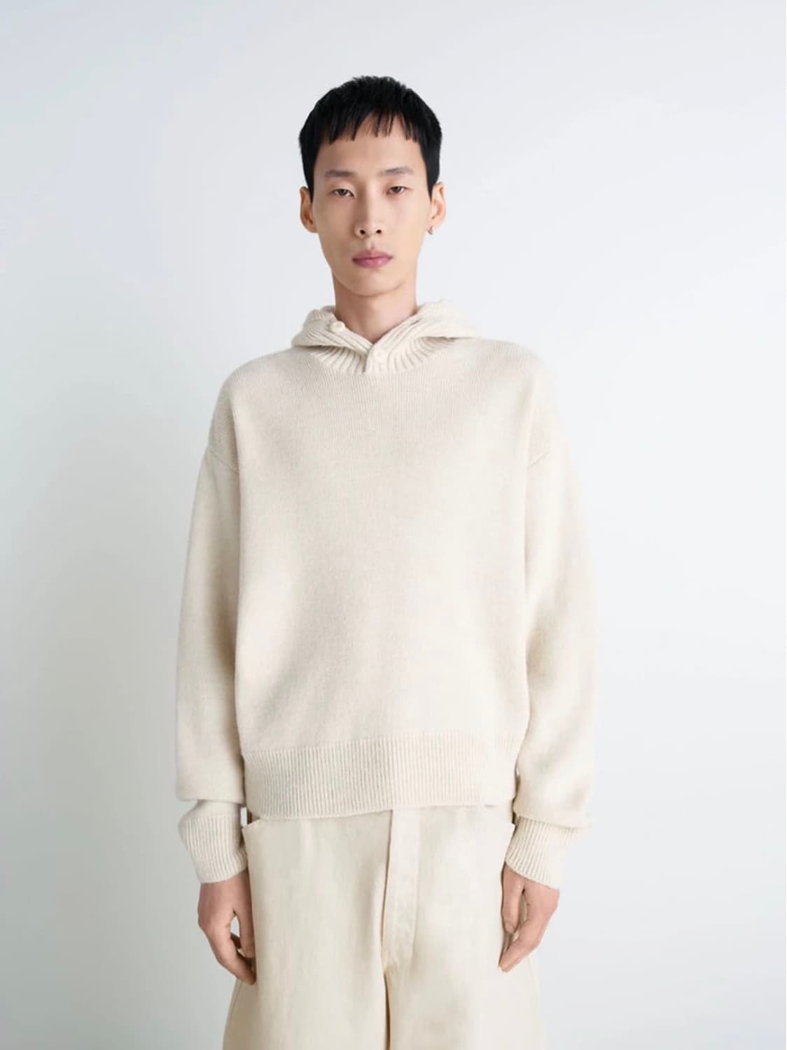 (S,M) 르메르 알파카 울 후드 스웨터 라이트크림 상품이미지2