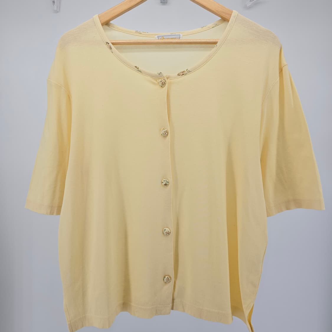 일본 빈티지 Avance 여성 반팔 가디건 옐로우 상품이미지7