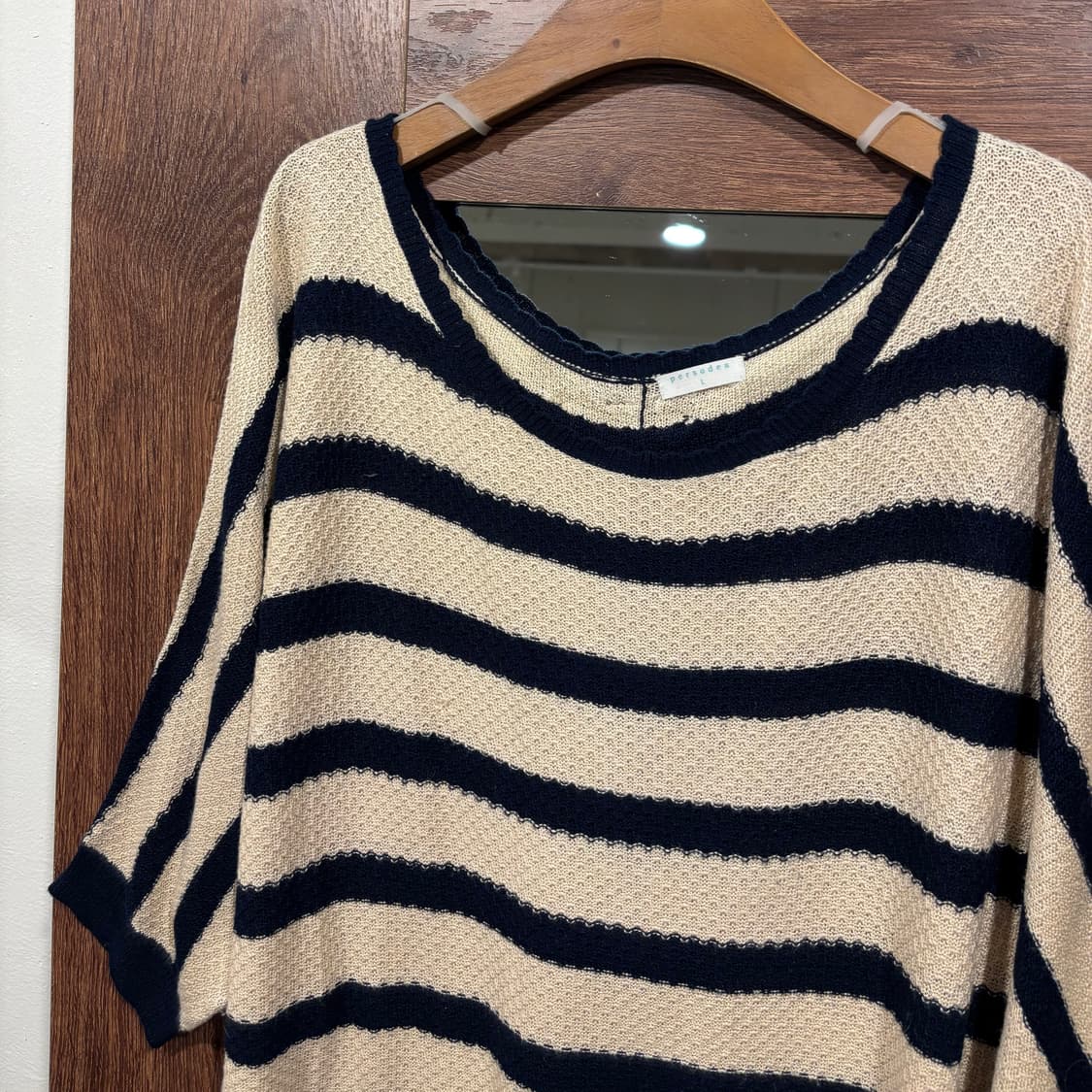 일본 빈티지 리본 포인트 크로셰 가오리핏 니트 탑 갸루 상품이미지8