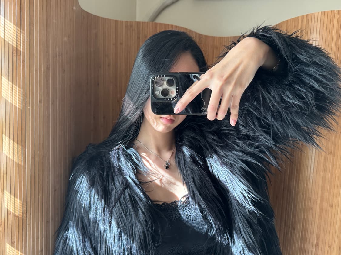 블랙 장모 퍼자켓 상품이미지7