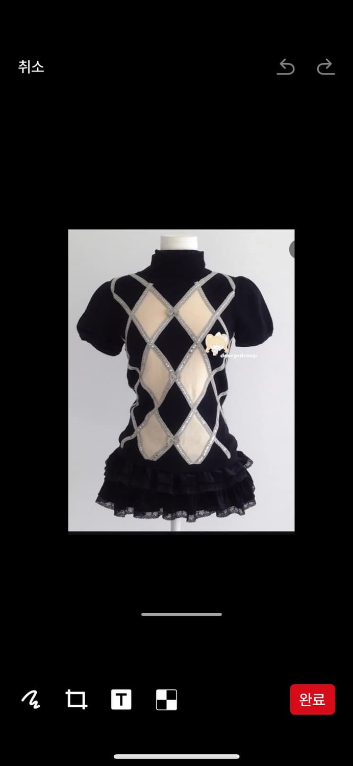 빈티지 아가일 반팔 하이넥 니트 상품이미지1