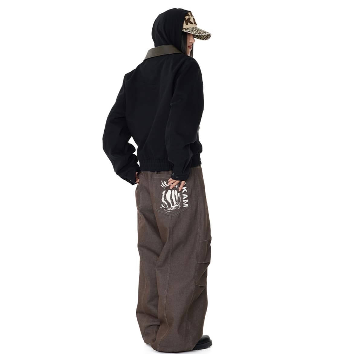 아캄 Knee Pin-tuck Printed Denim Pants (Br 상품이미지4