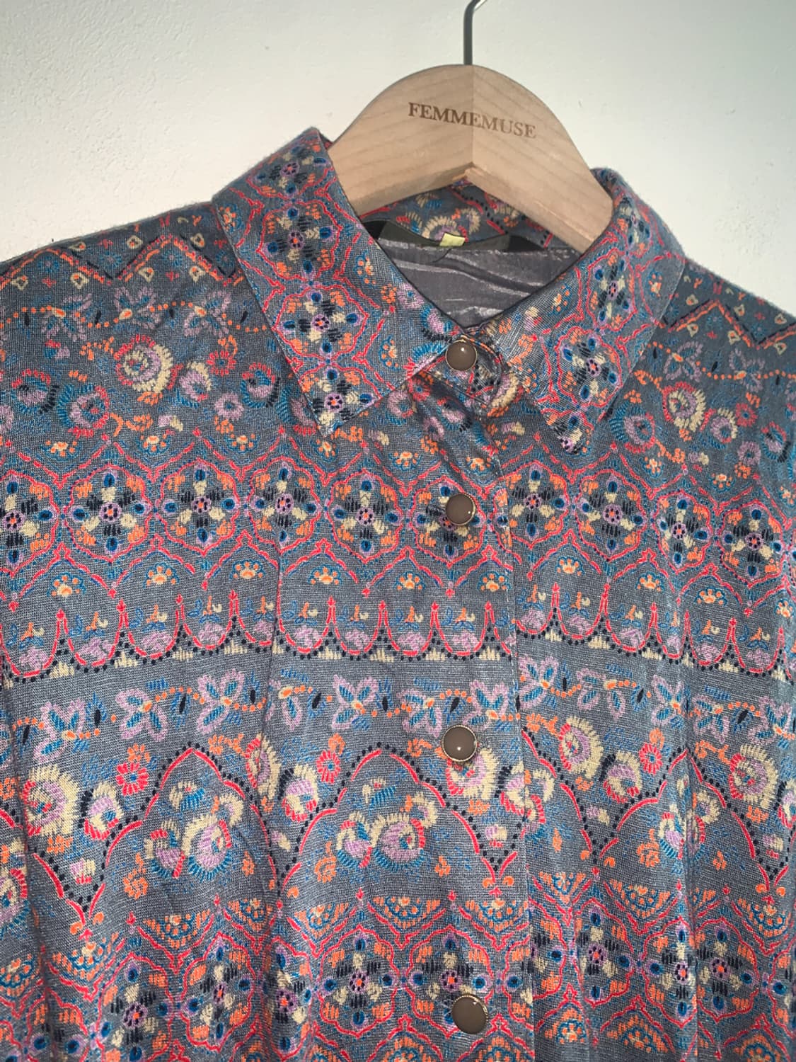 Vintage gold button shirts dress 상품이미지5