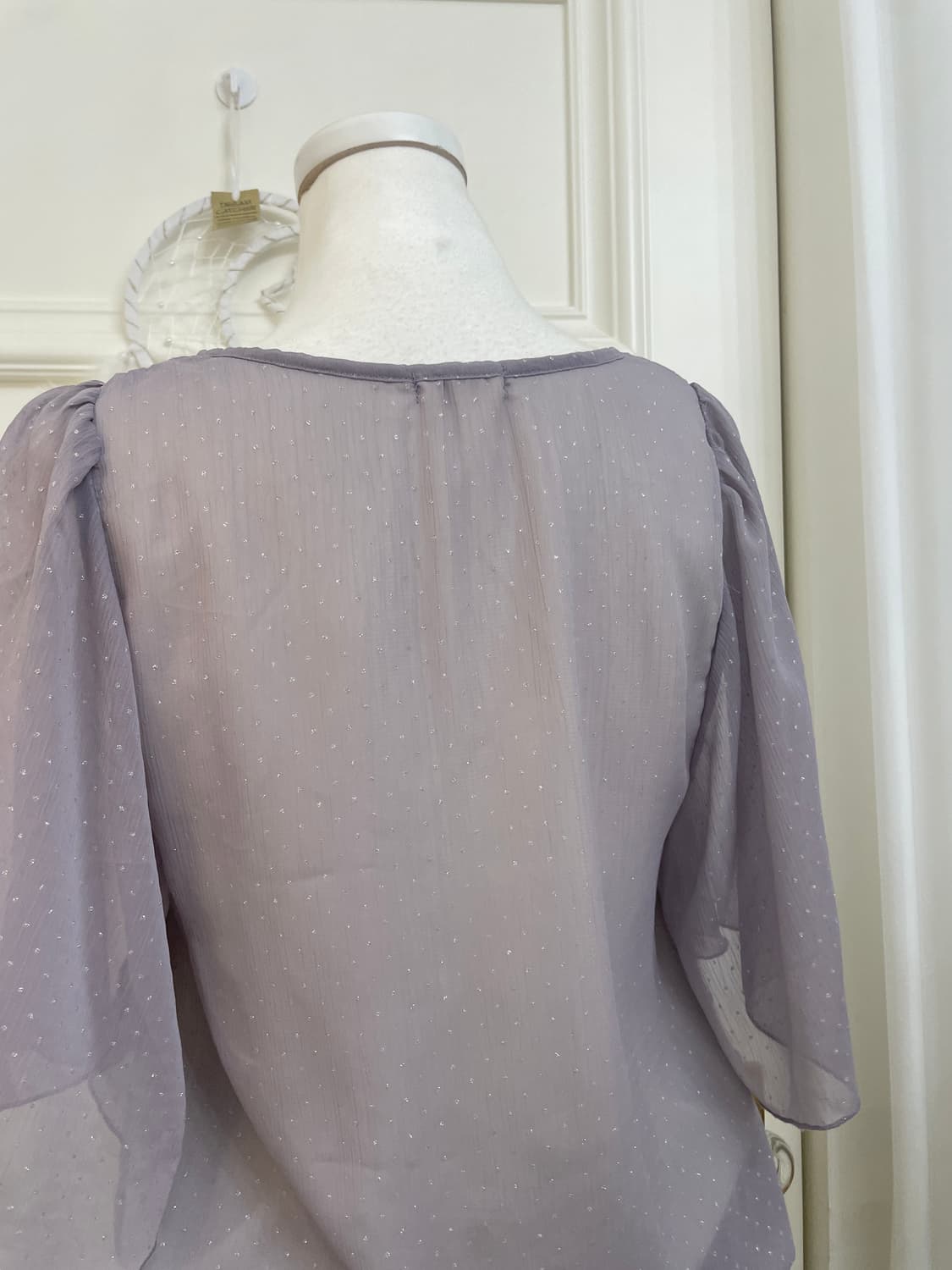 dark lavender silver dot lovely blouse 상품이미지4